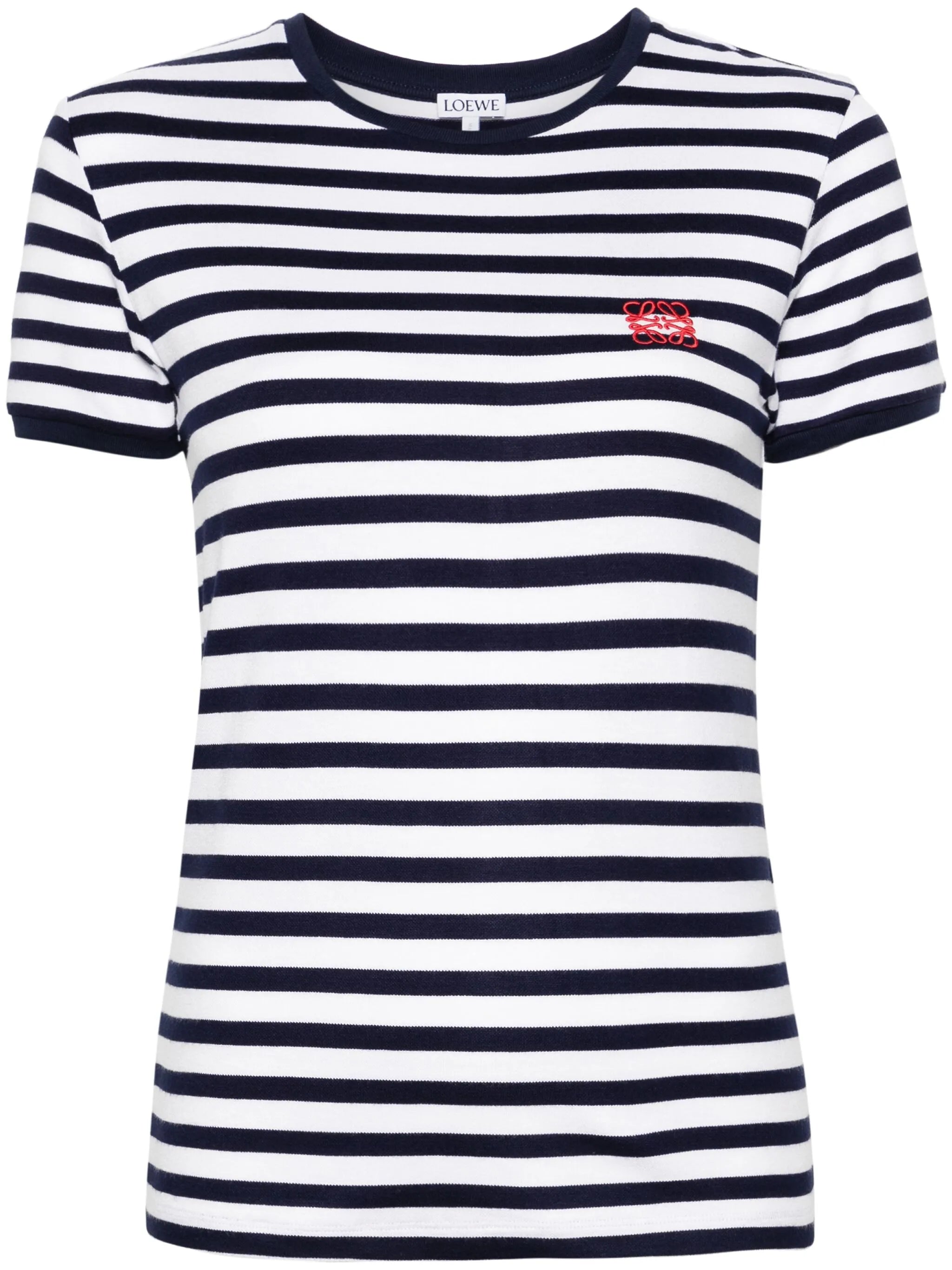 logo-embroidered striped T-shirt