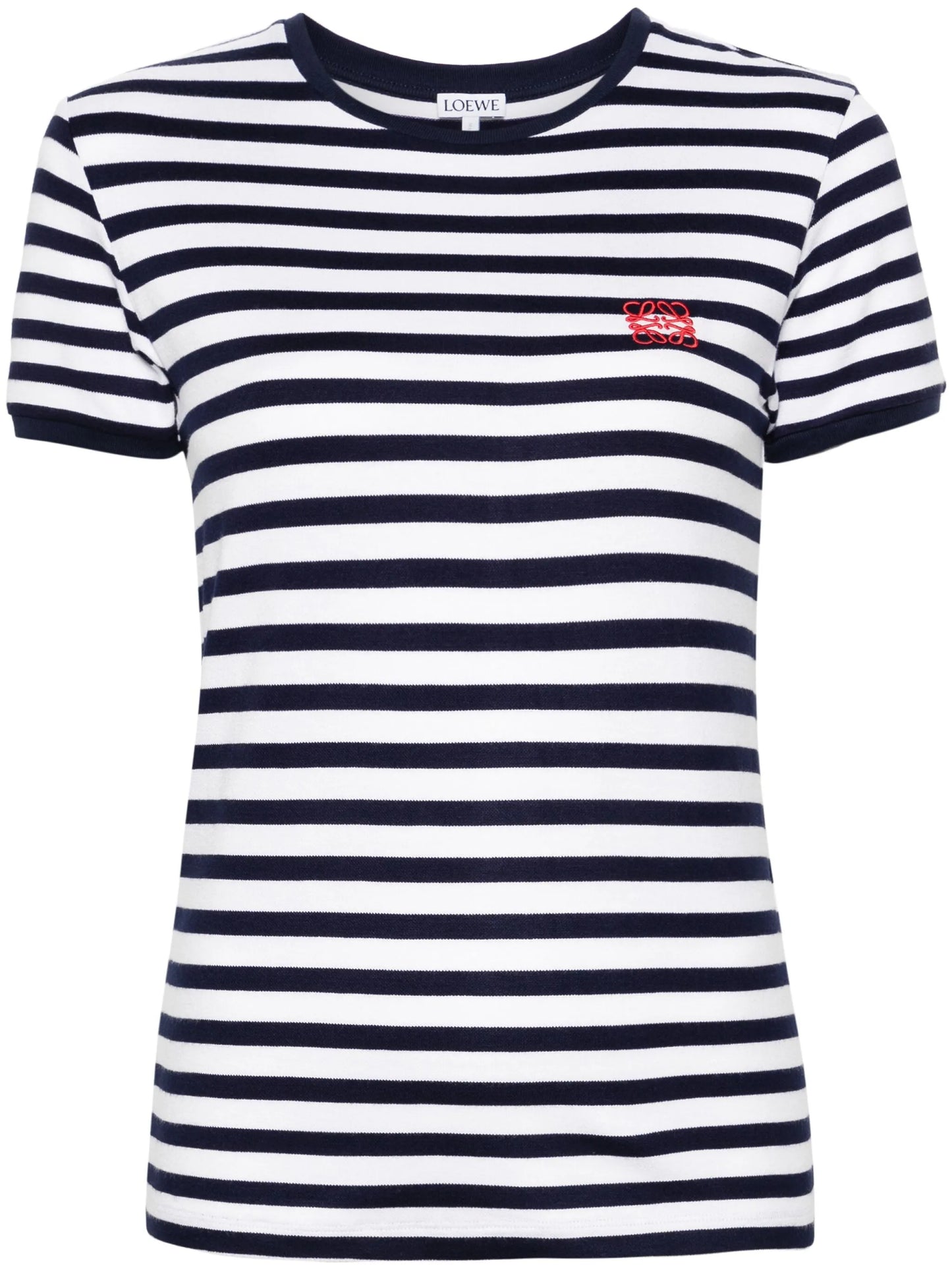 logo-embroidered striped T-shirt