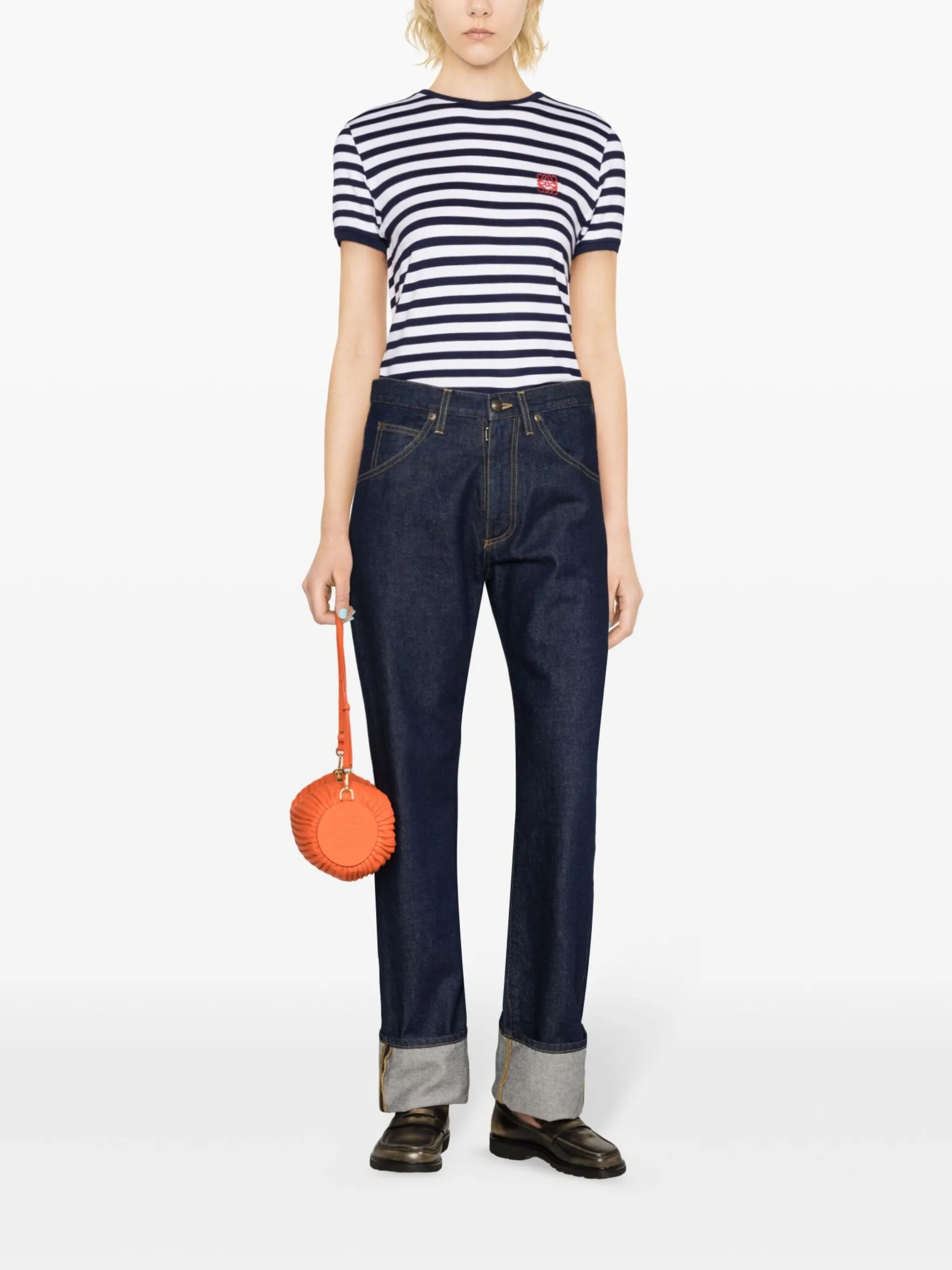 logo-embroidered striped T-shirt