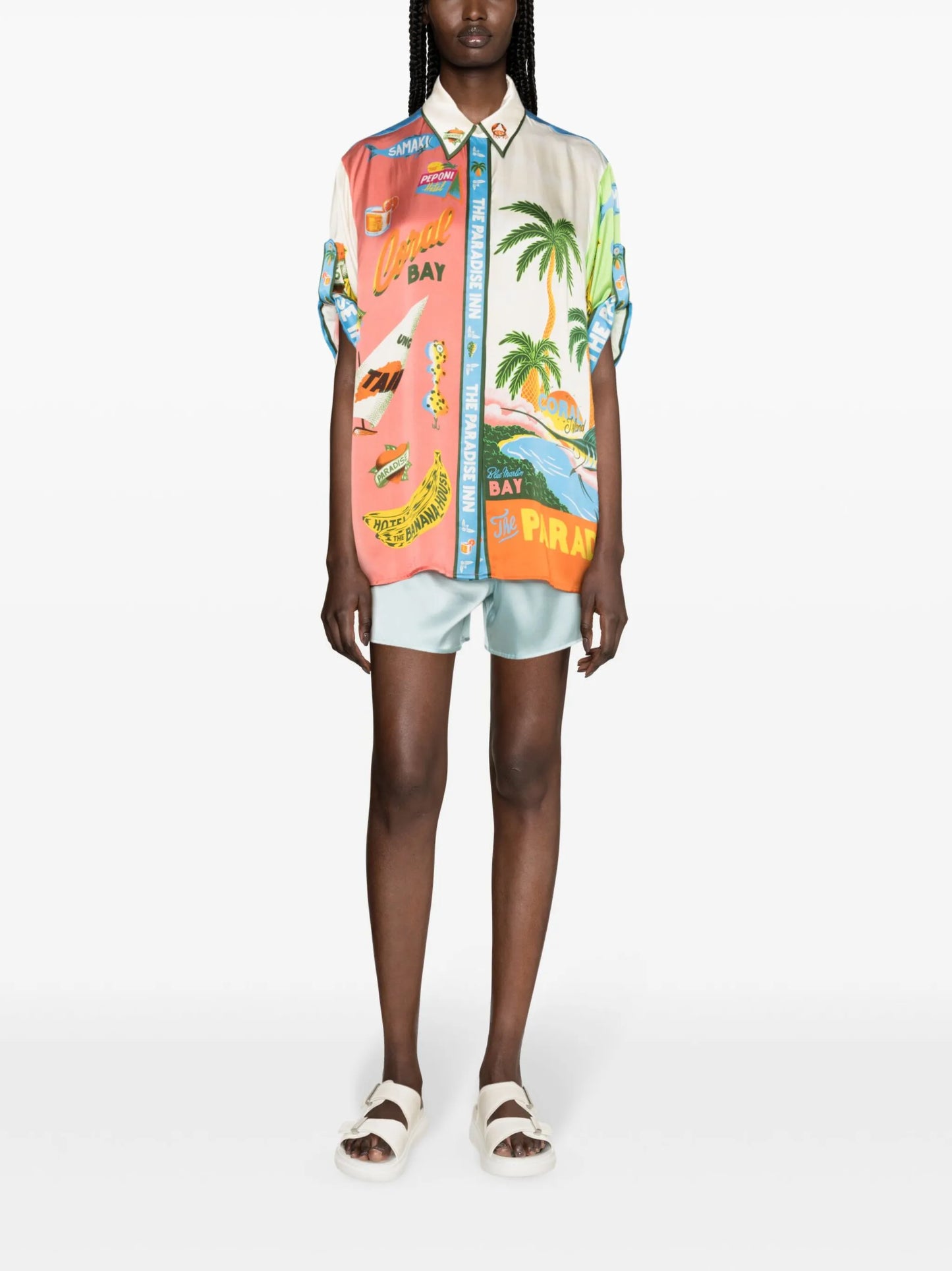 x Alan Berry Rhys Paradiso-print silk shirt
