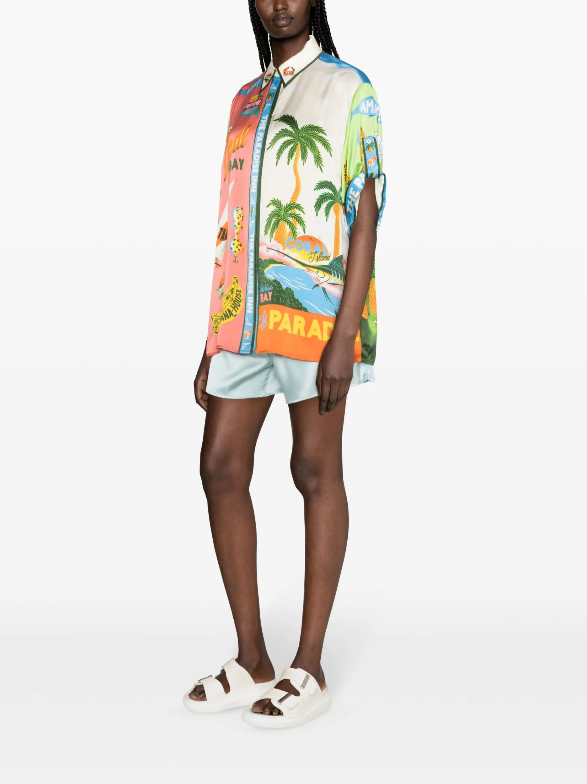 x Alan Berry Rhys Paradiso-print silk shirt