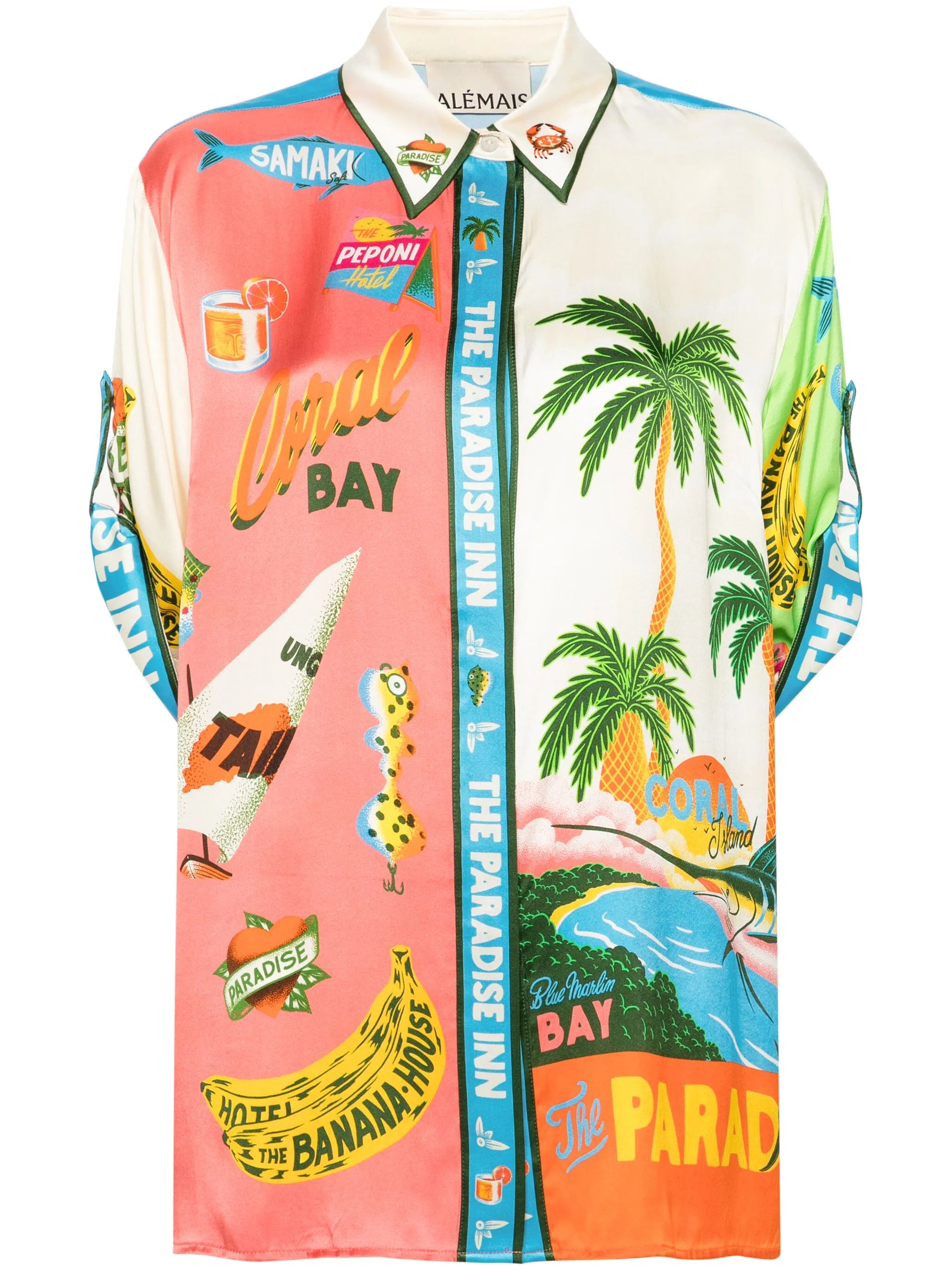 x Alan Berry Rhys Paradiso-print silk shirt