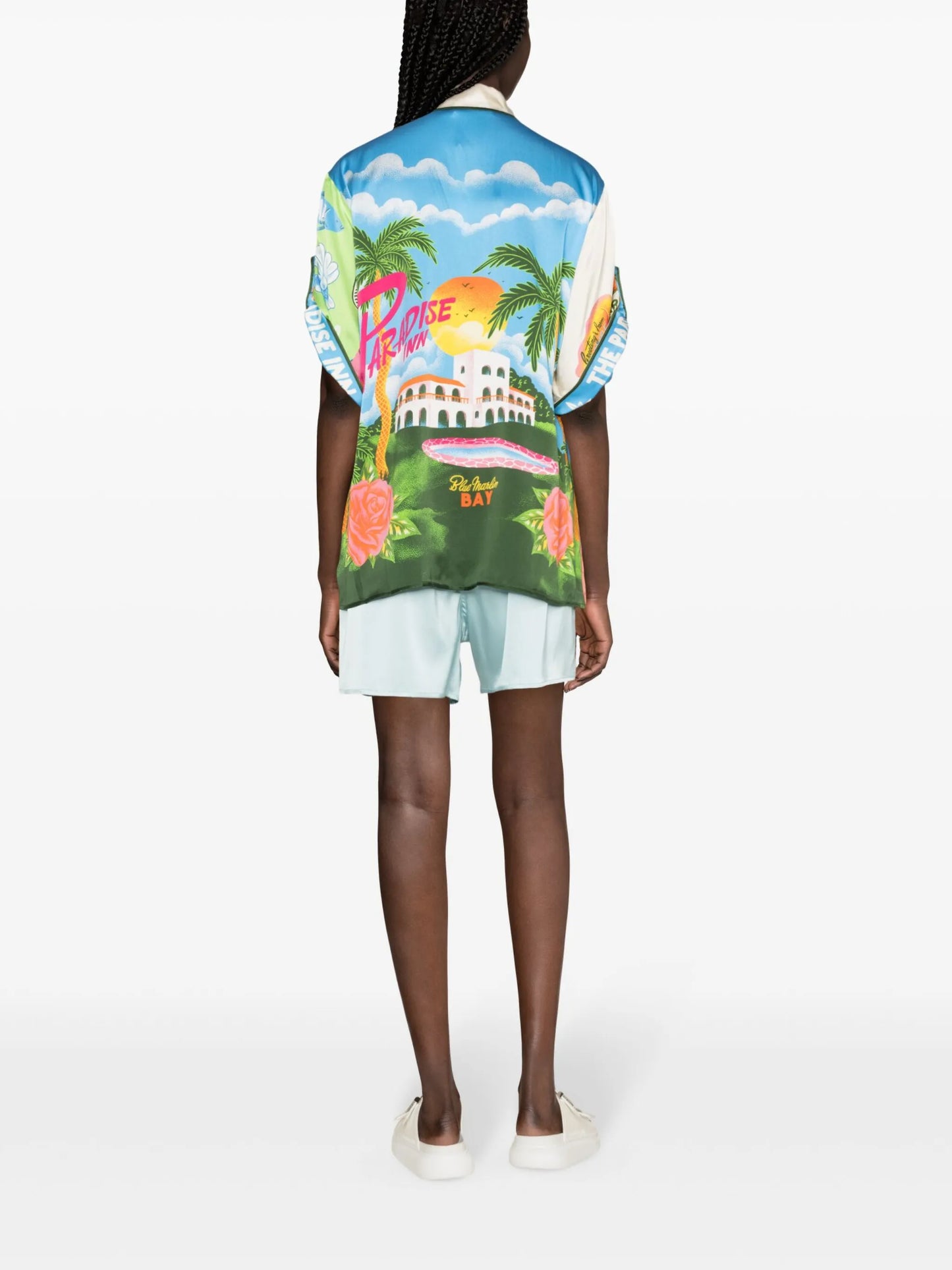 x Alan Berry Rhys Paradiso-print silk shirt