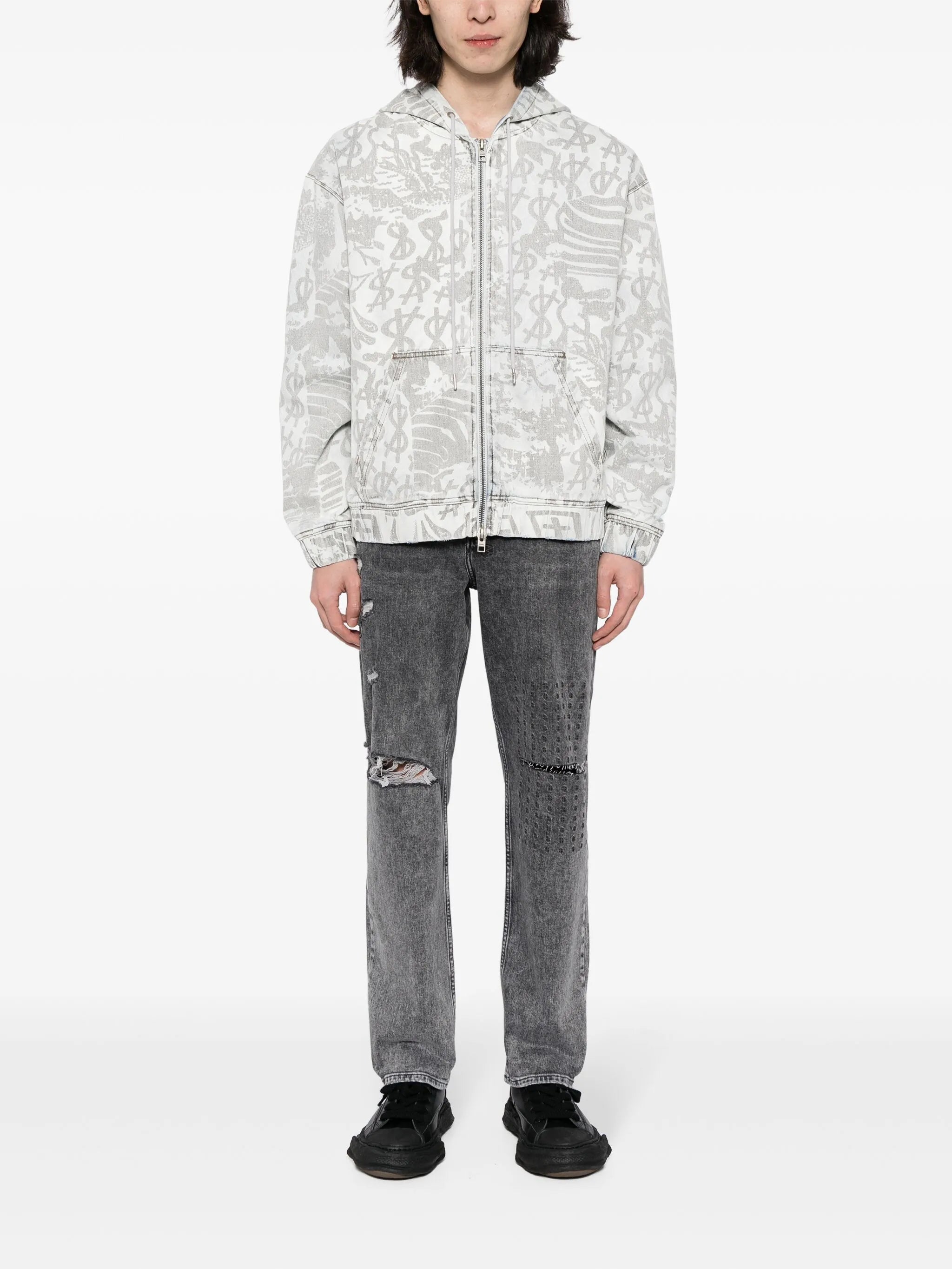 logo-print hooded zip jacket