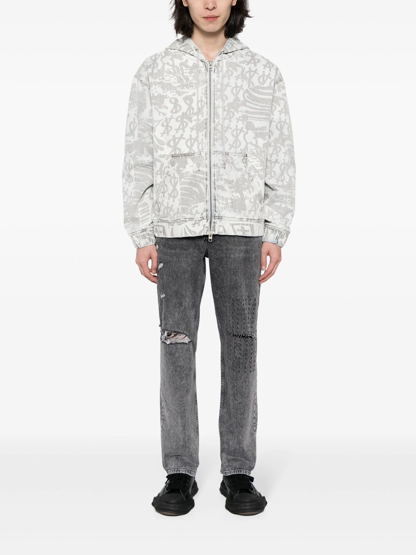 logo-print hooded zip jacket