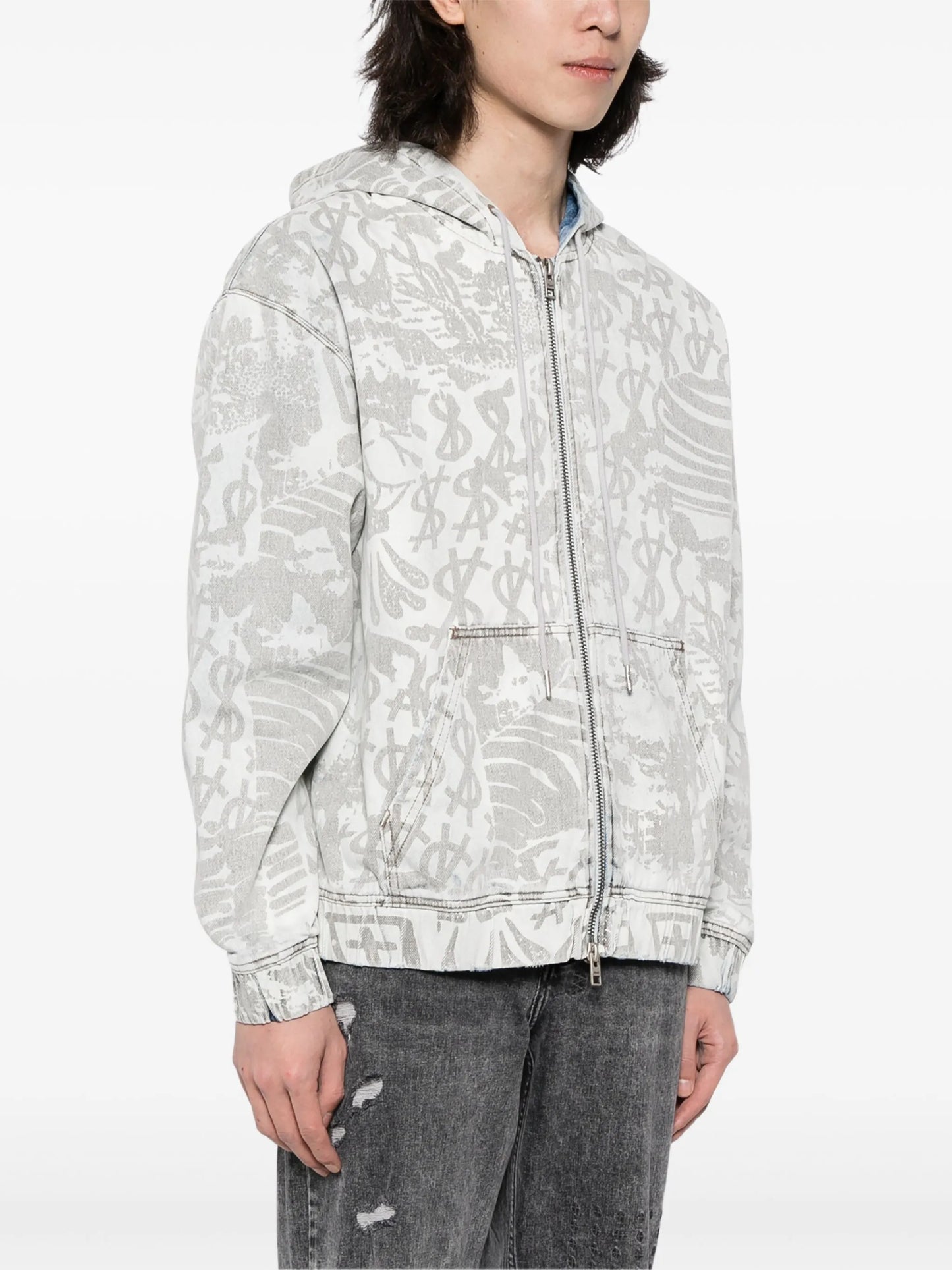 logo-print hooded zip jacket