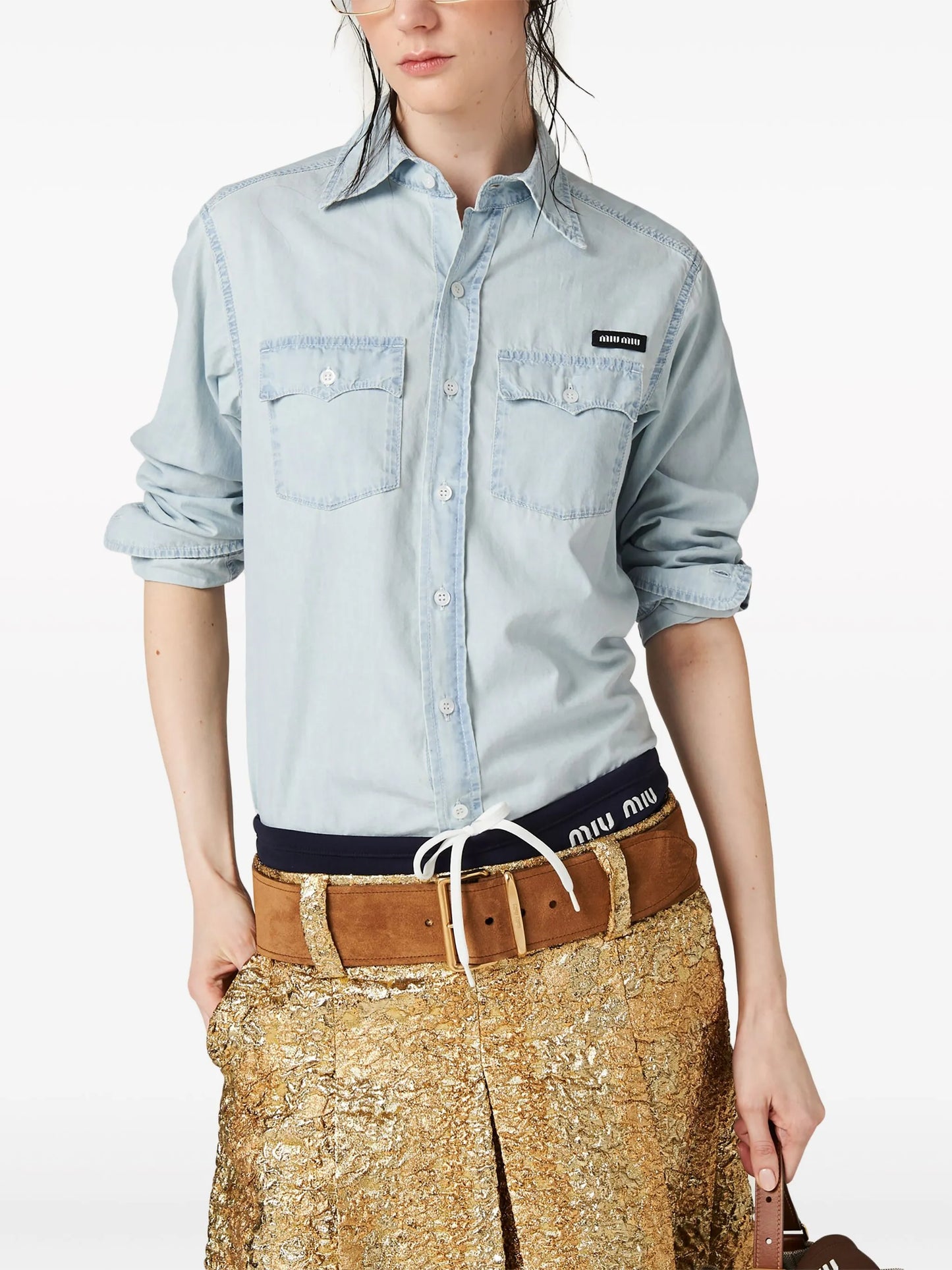logo-appliqué cotton shirt