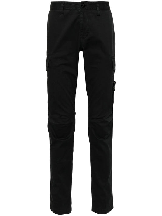 Compass-badge cotton skinny trousers