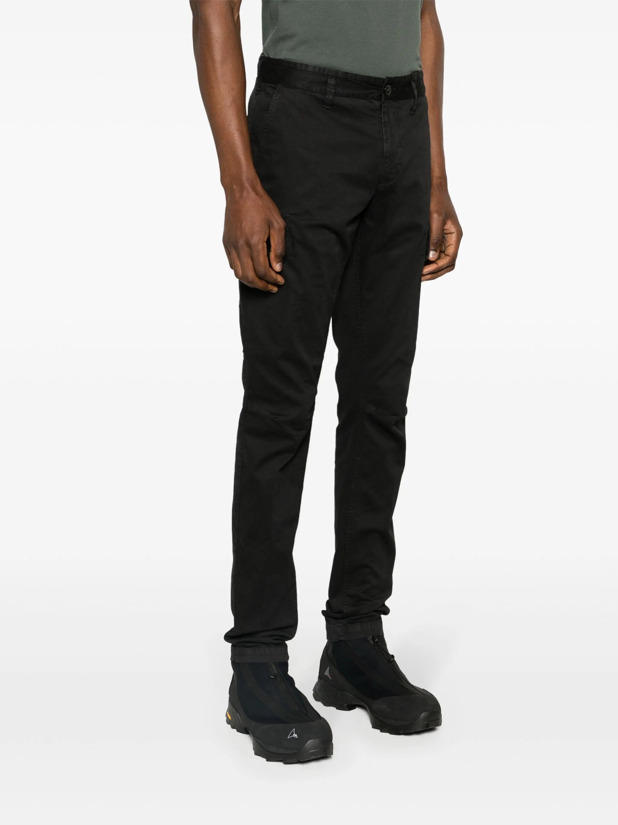 Compass-badge cotton skinny trousers