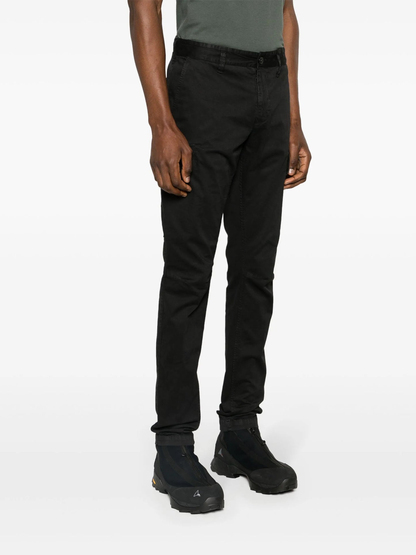 Compass-badge cotton skinny trousers