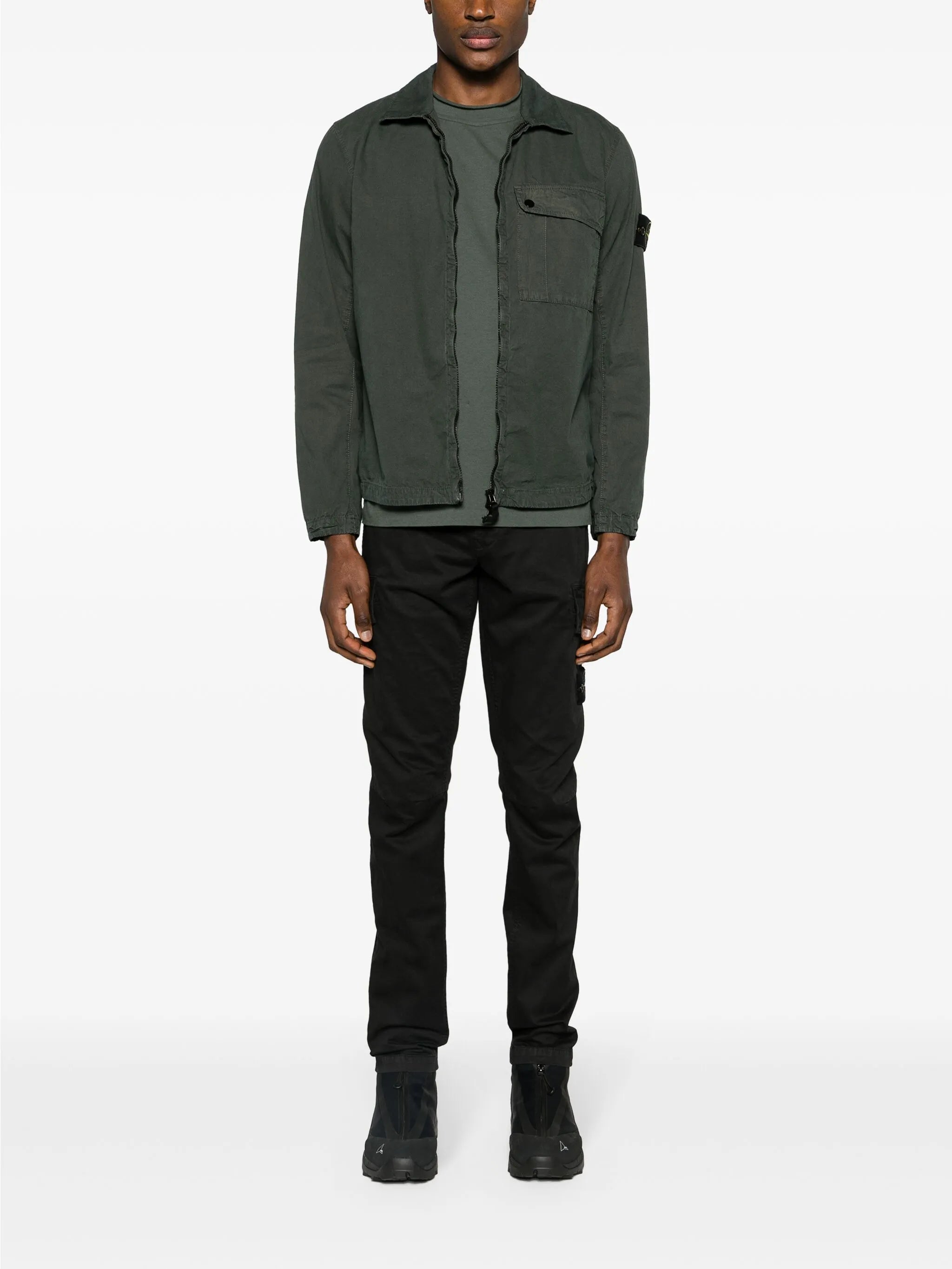 Compass-badge cotton skinny trousers