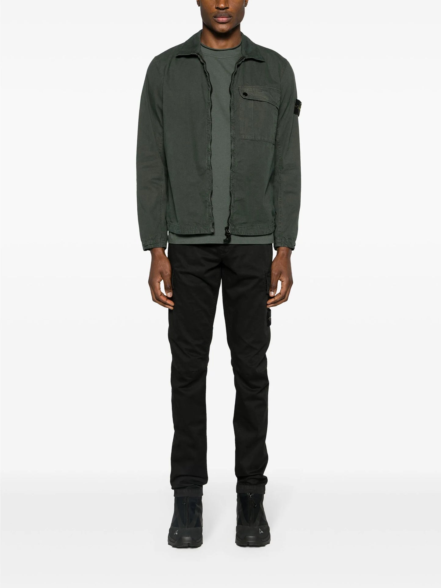 Compass-badge cotton skinny trousers