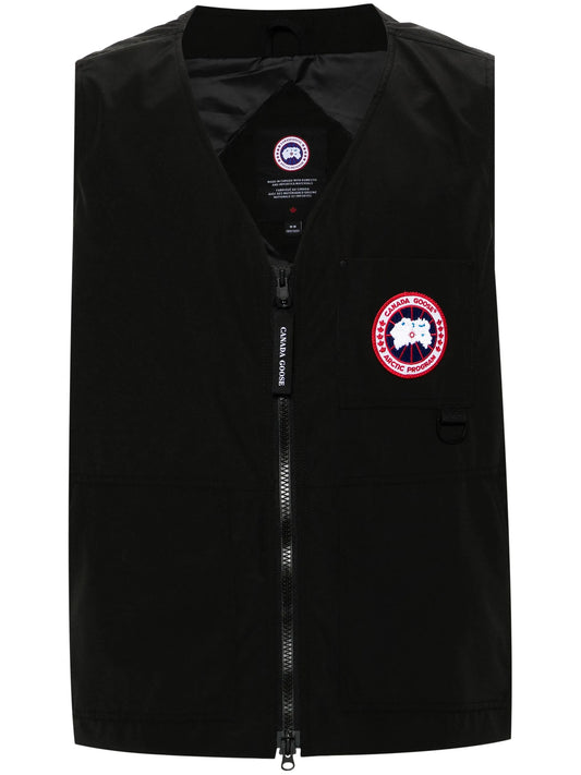logo-patch zip-up vest