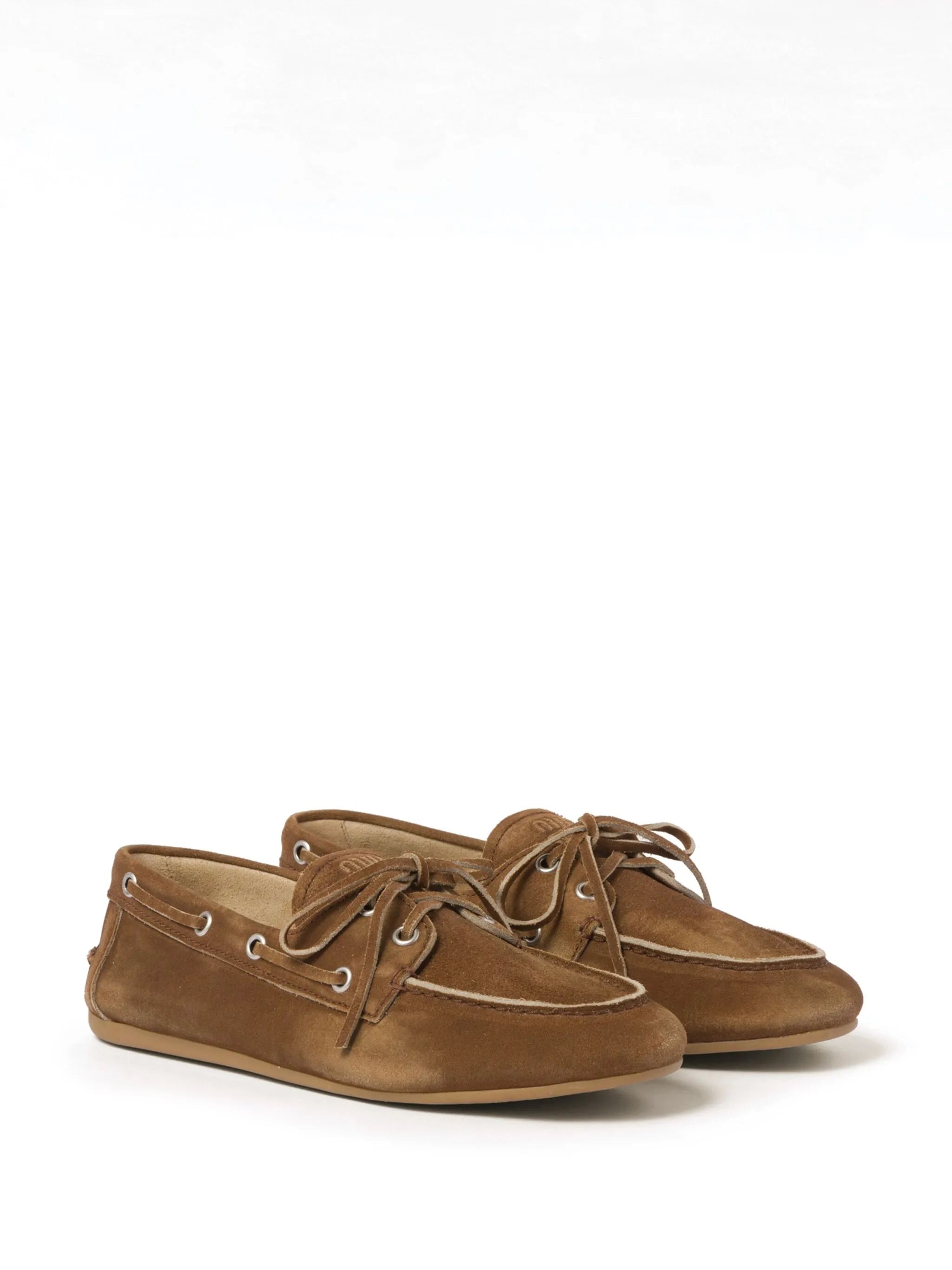 logo-embossed suede loafers