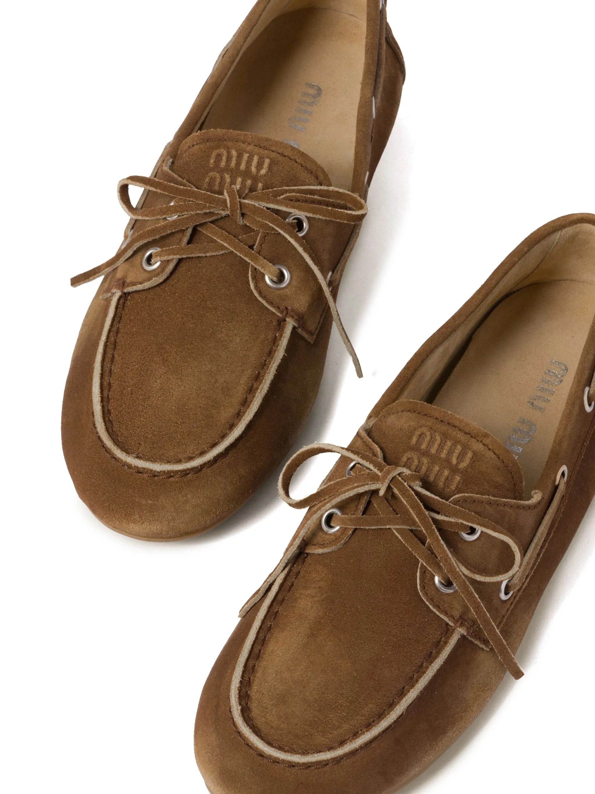 logo-embossed suede loafers