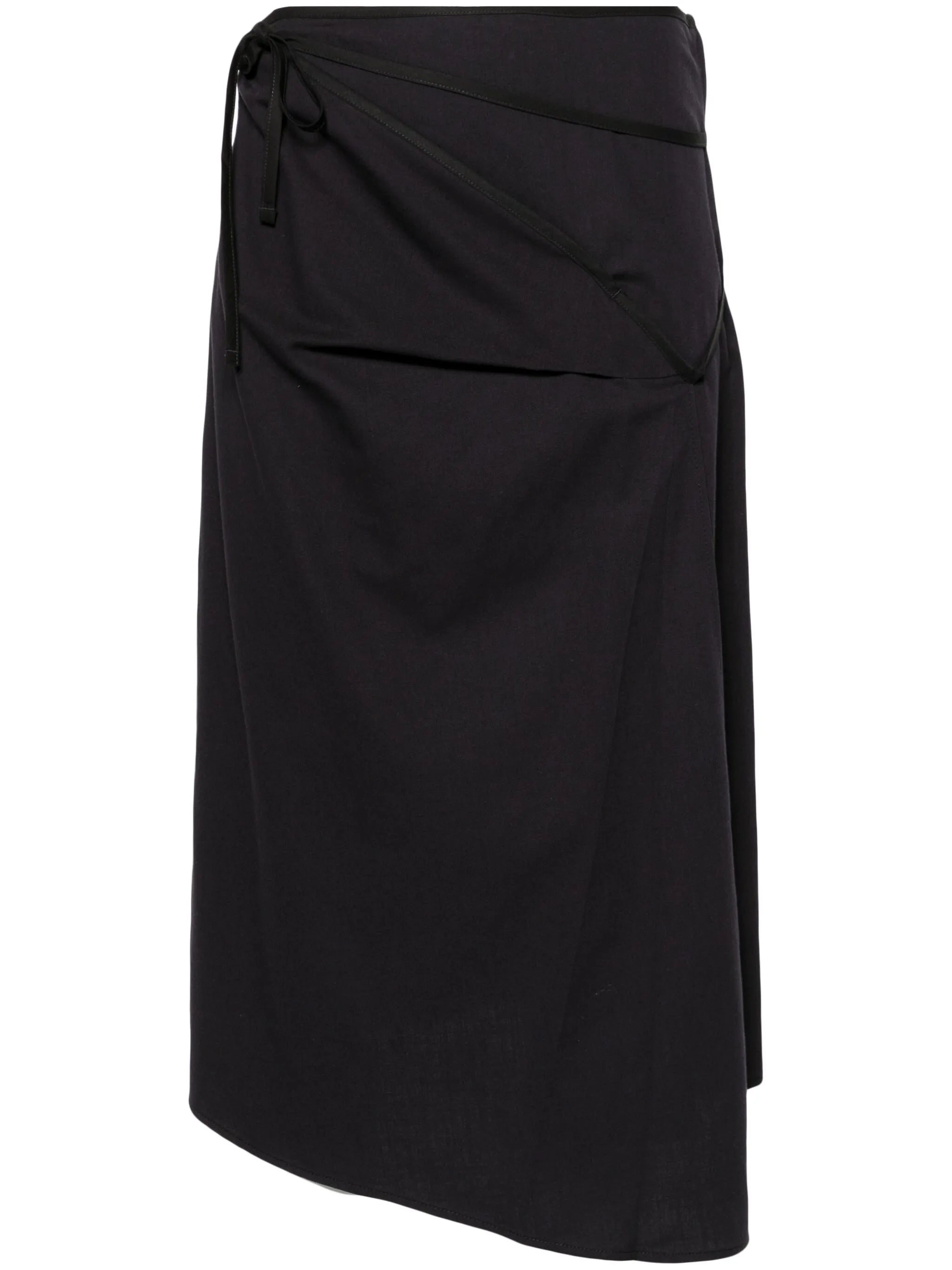 asymmetric tied midi skirt