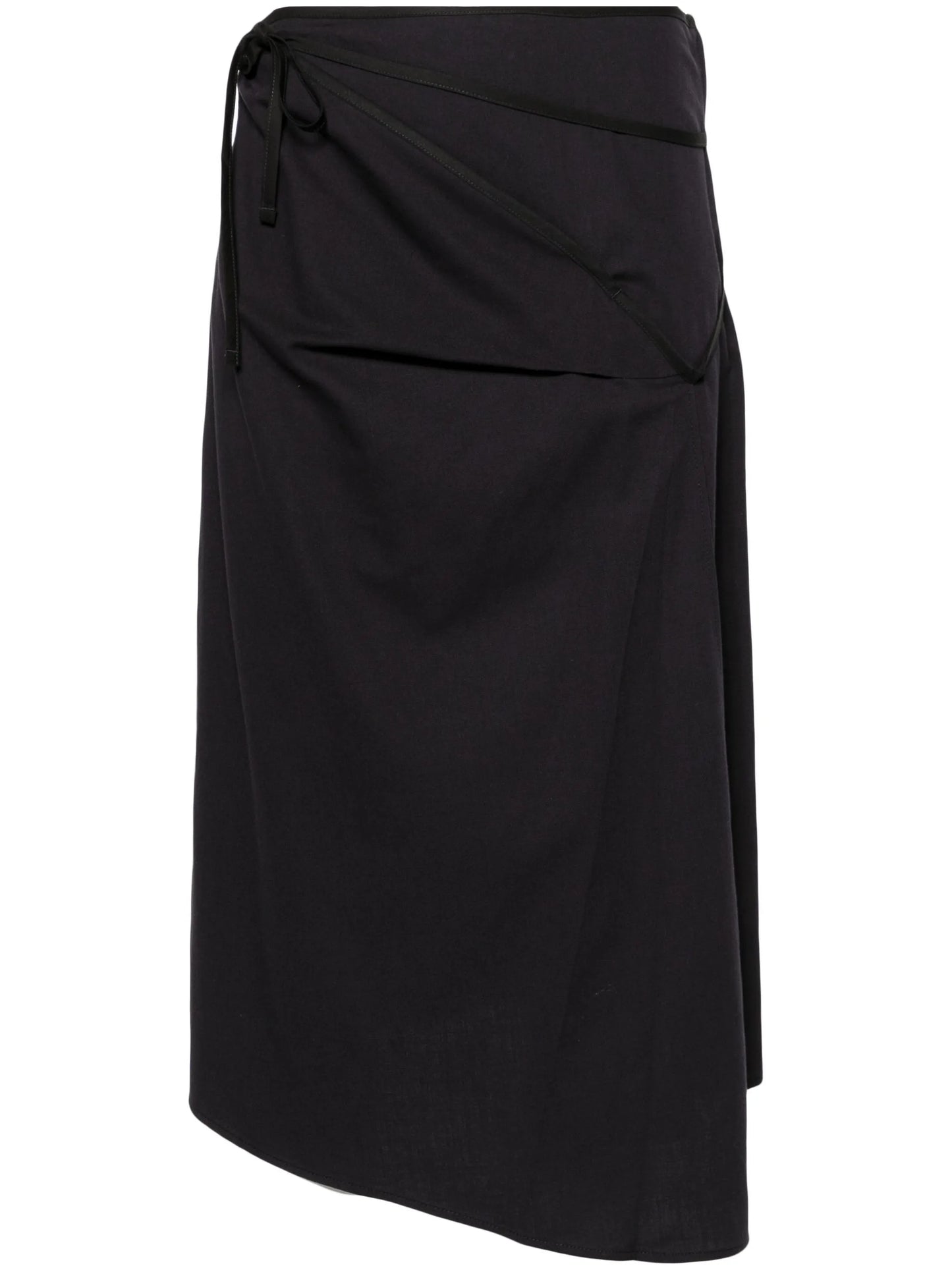 asymmetric tied midi skirt