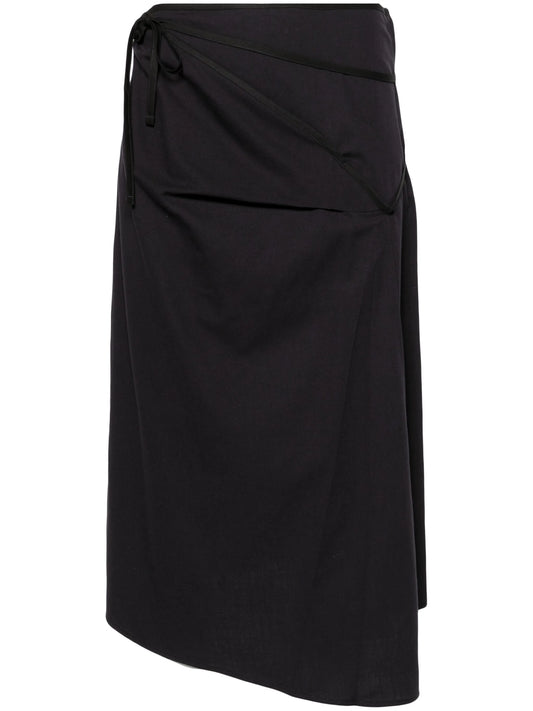 asymmetric tied midi skirt
