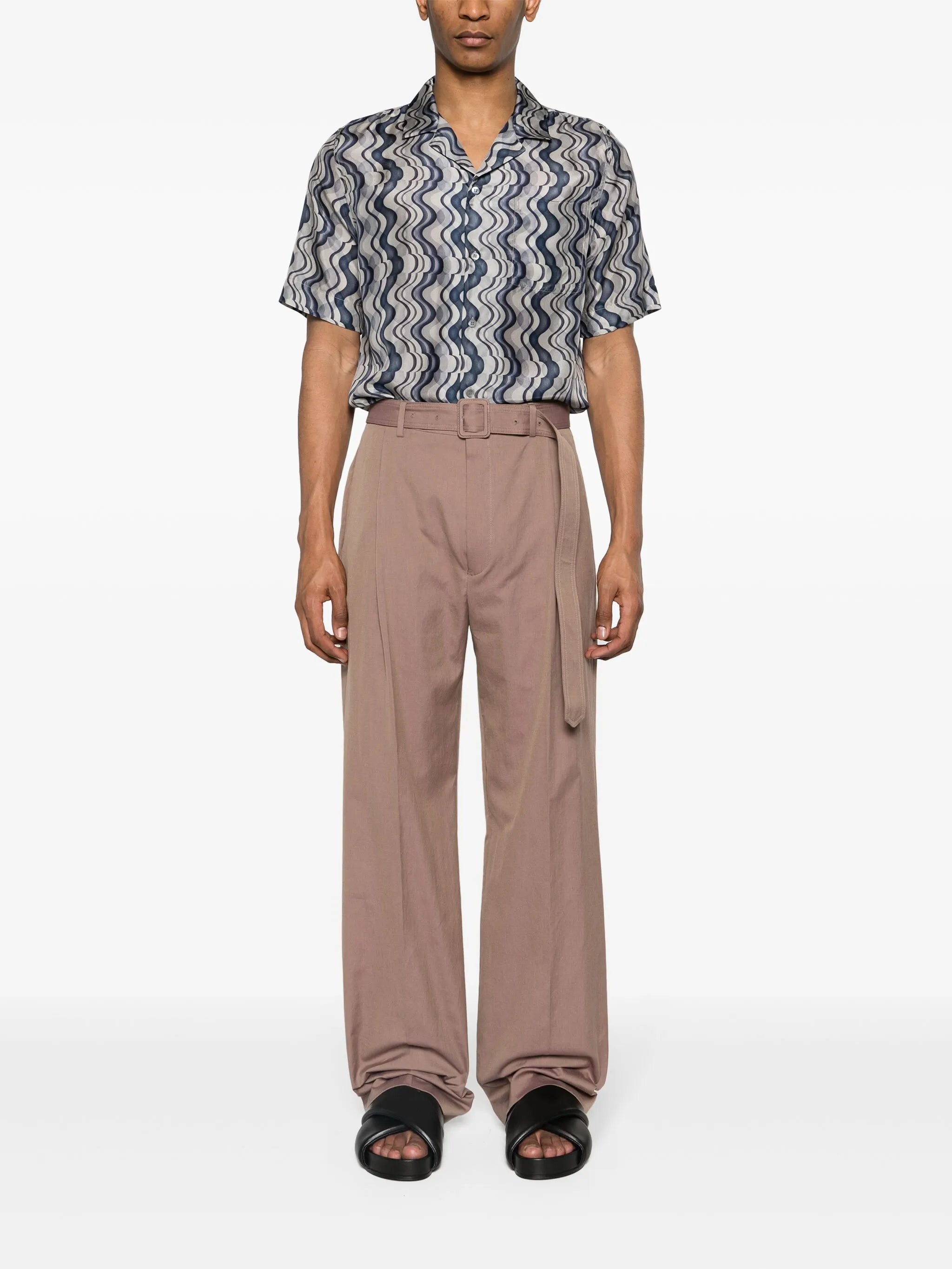 abstract-print silk shirt