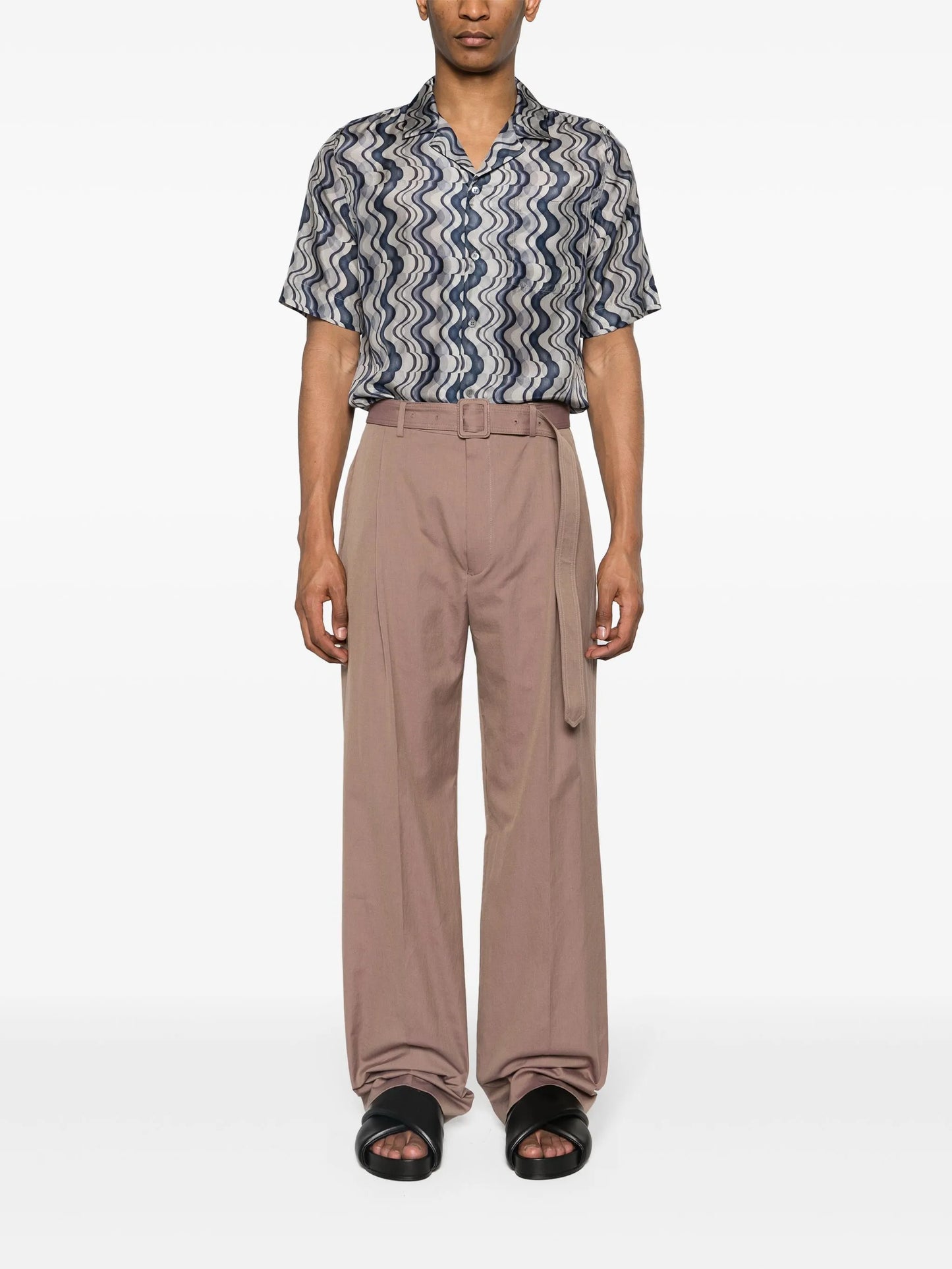 abstract-print silk shirt