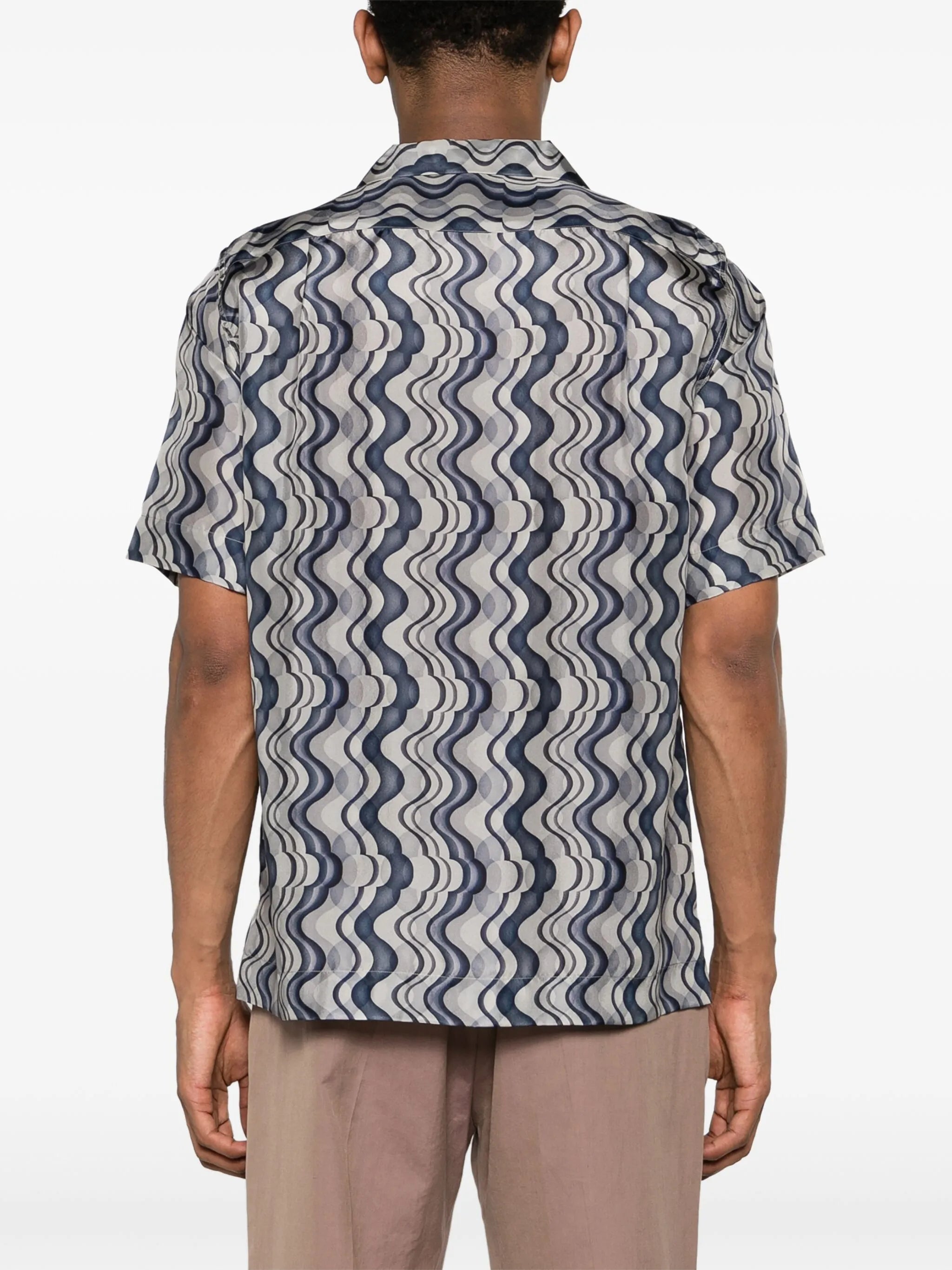 abstract-print silk shirt