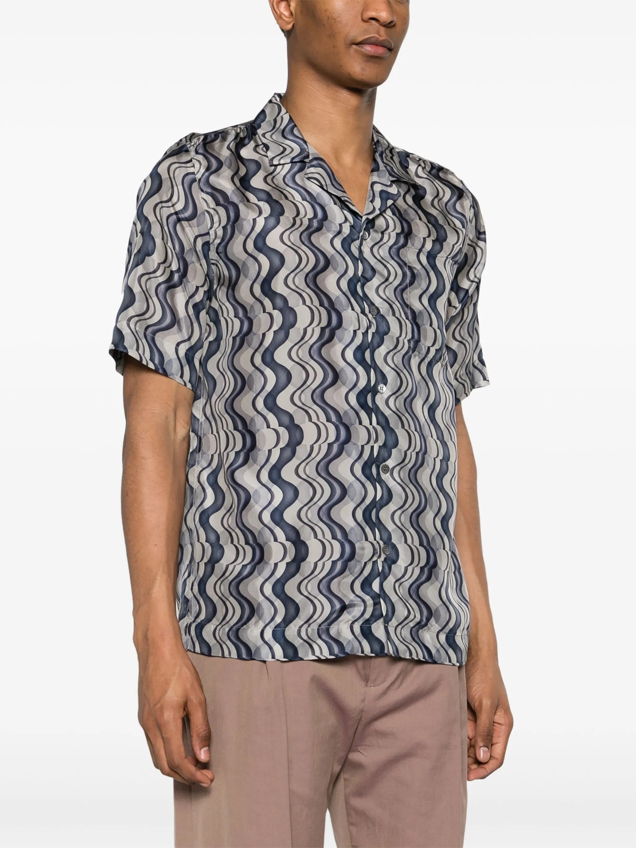 abstract-print silk shirt