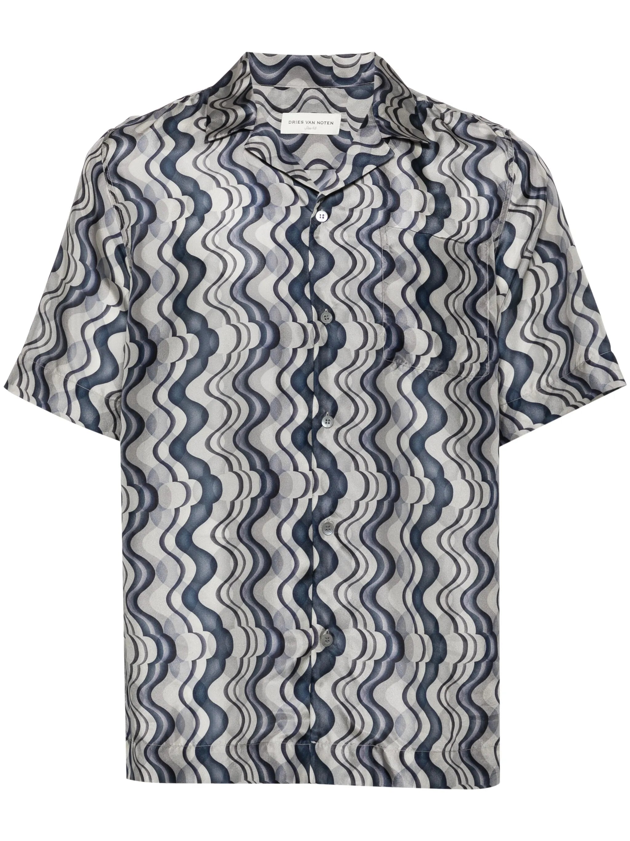 abstract-print silk shirt