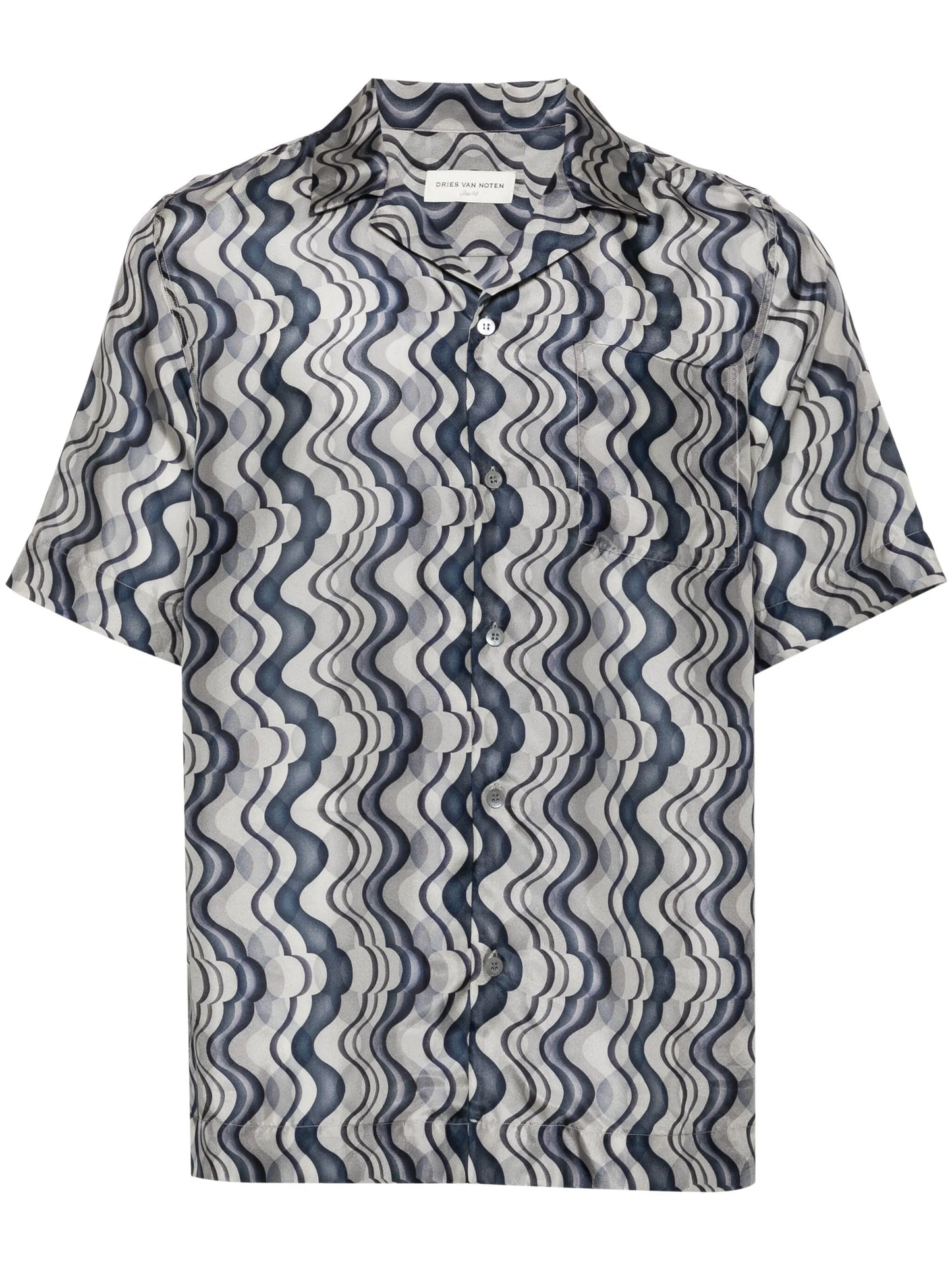 abstract-print silk shirt