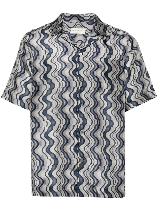 abstract-print silk shirt