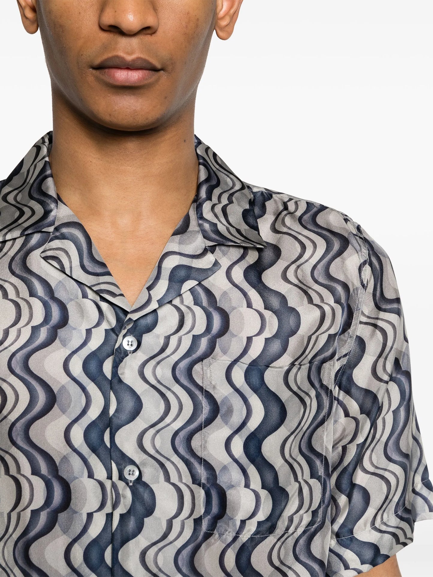 abstract-print silk shirt