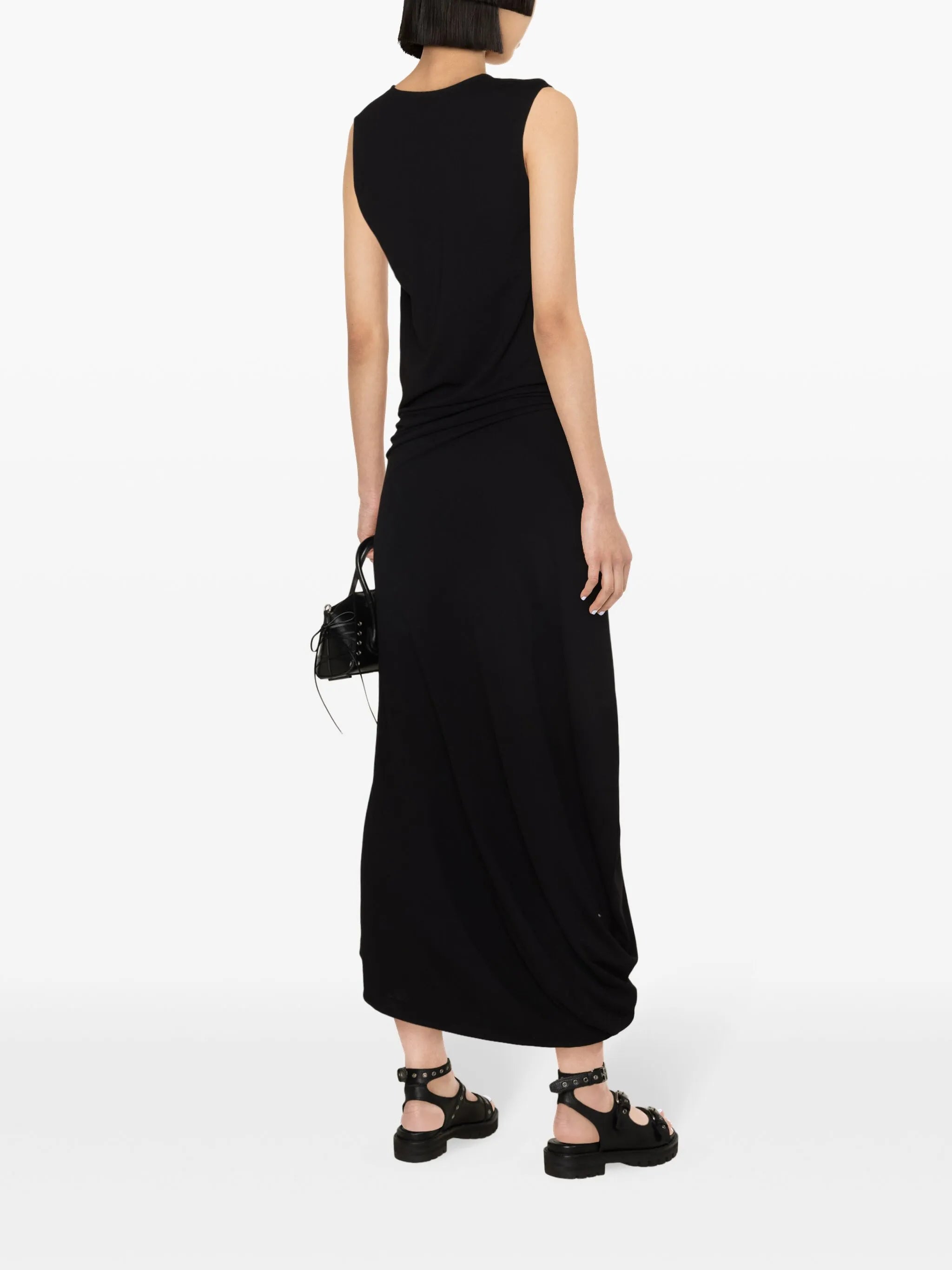 draped crepe maxi dress