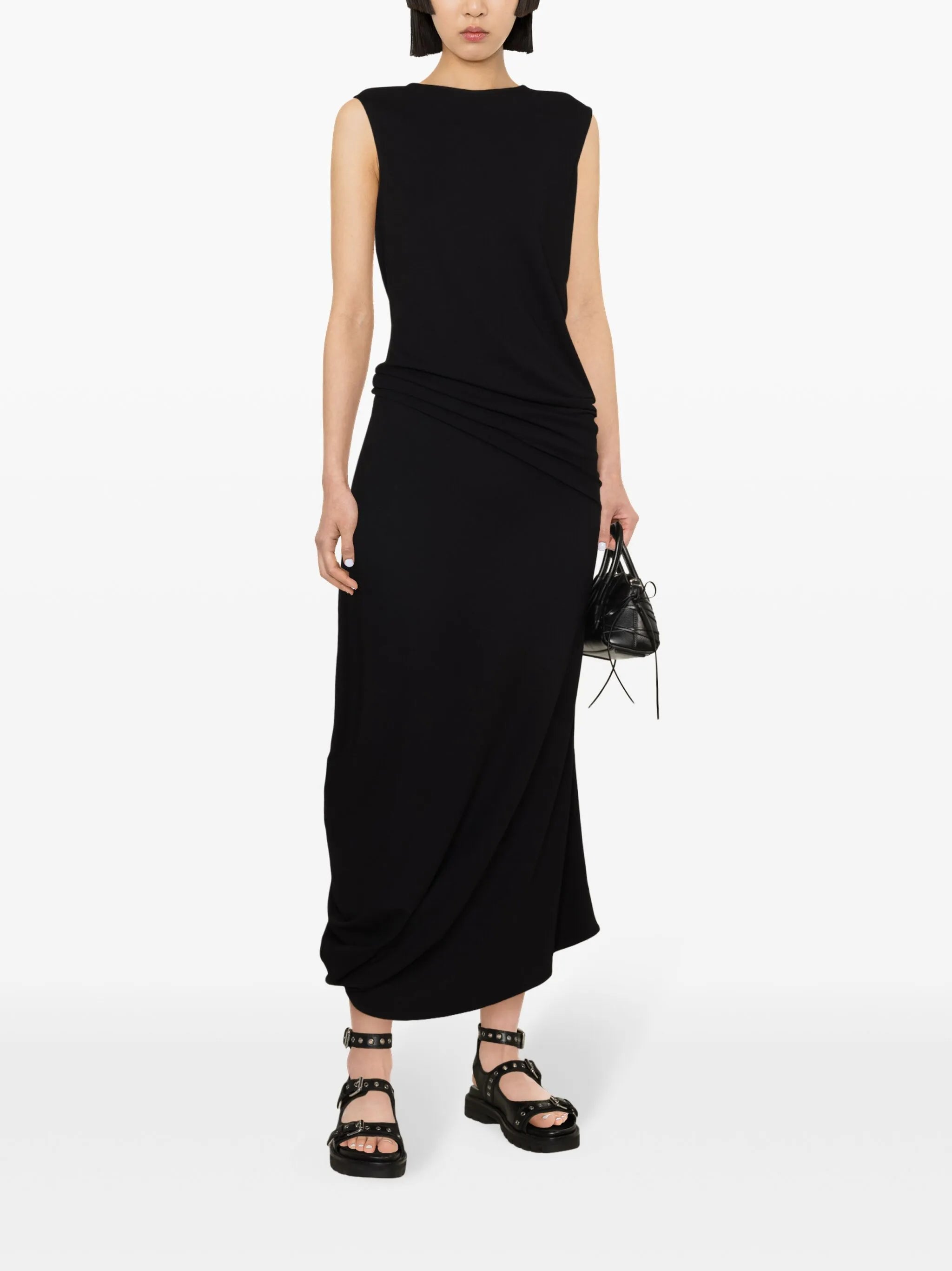 draped crepe maxi dress