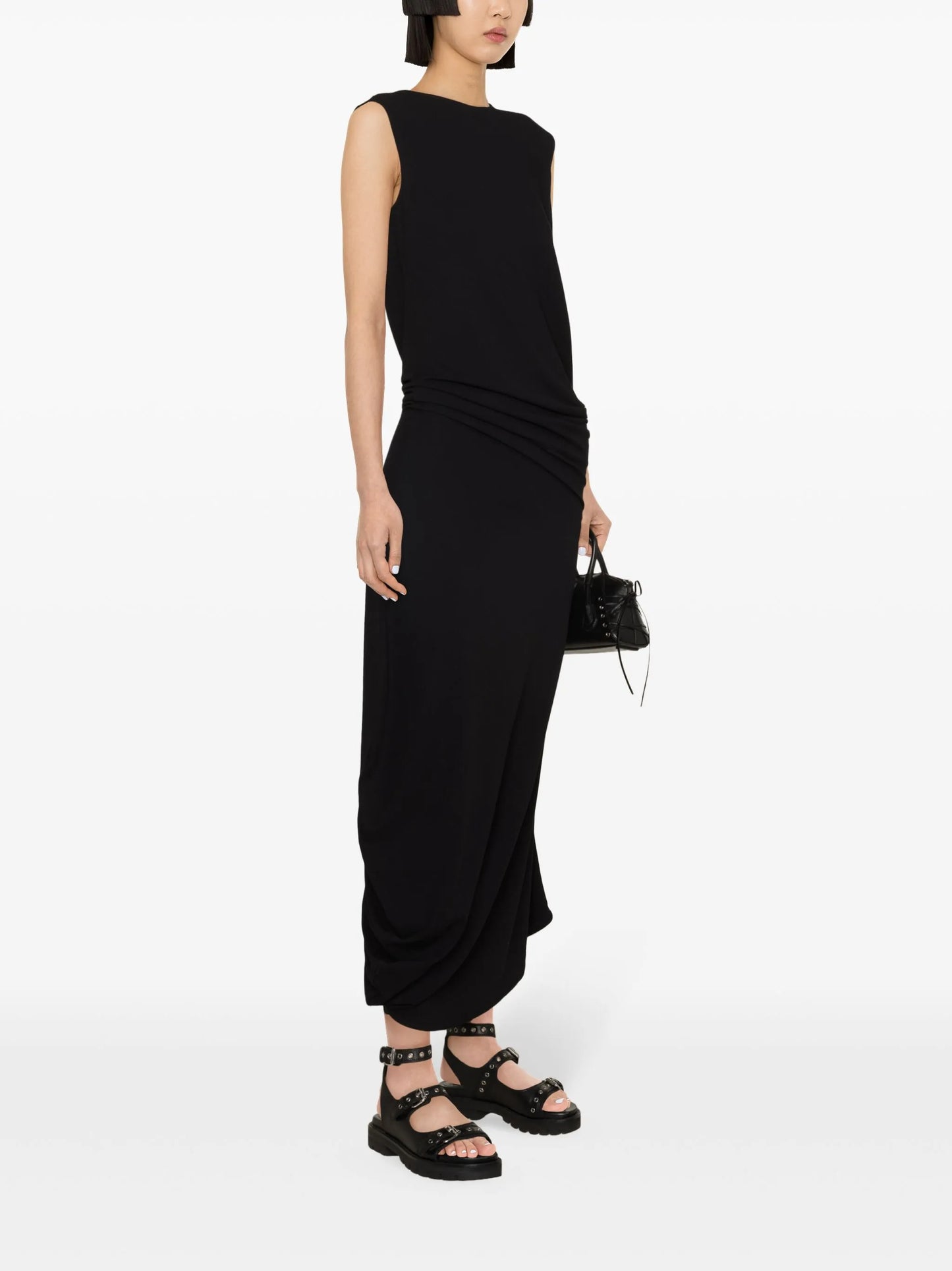 draped crepe maxi dress