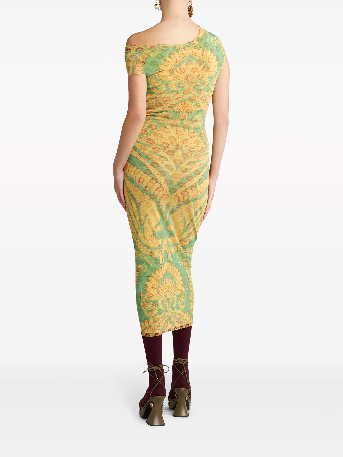 graphic-print tulle midi dress