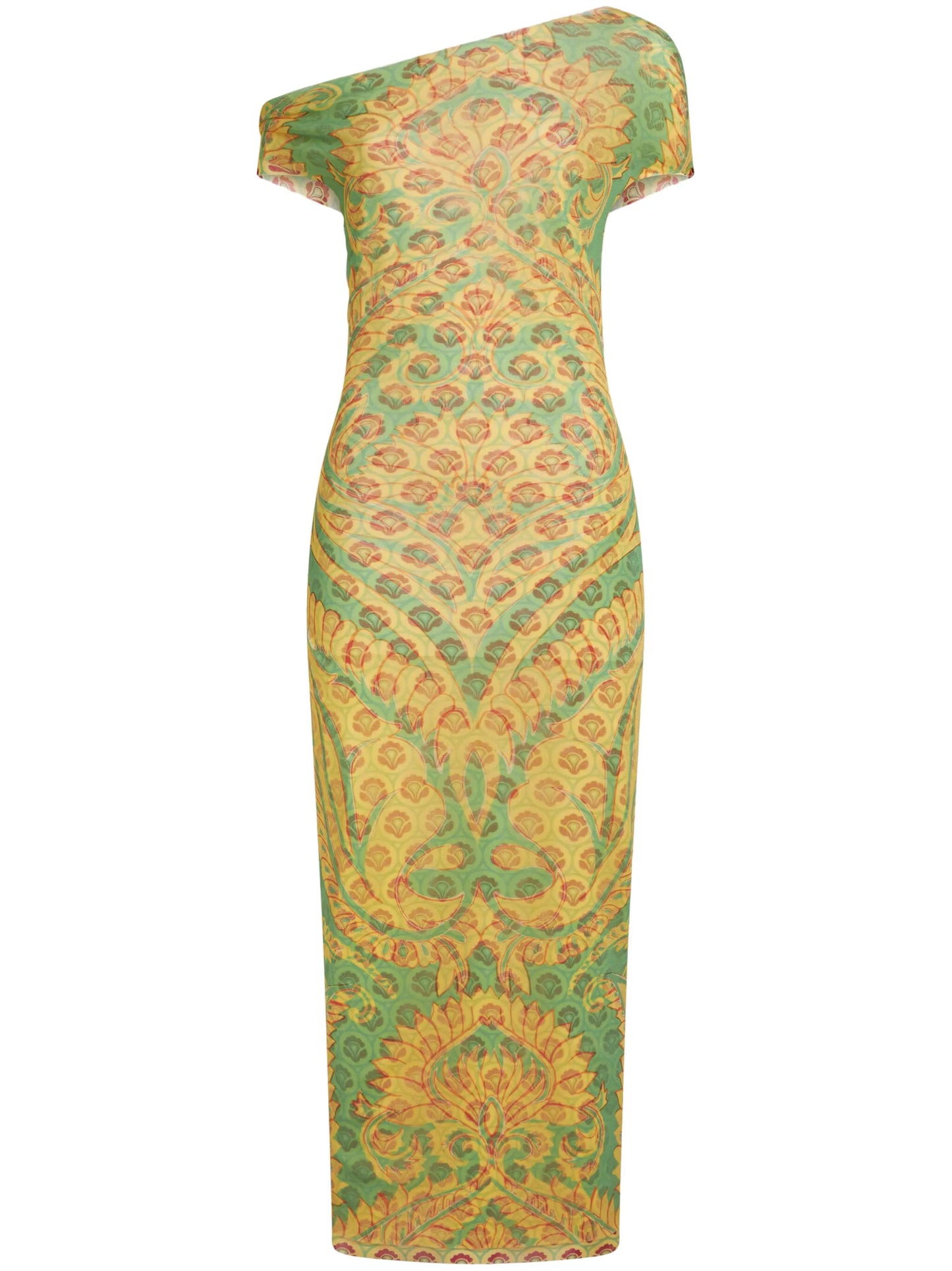 graphic-print tulle midi dress