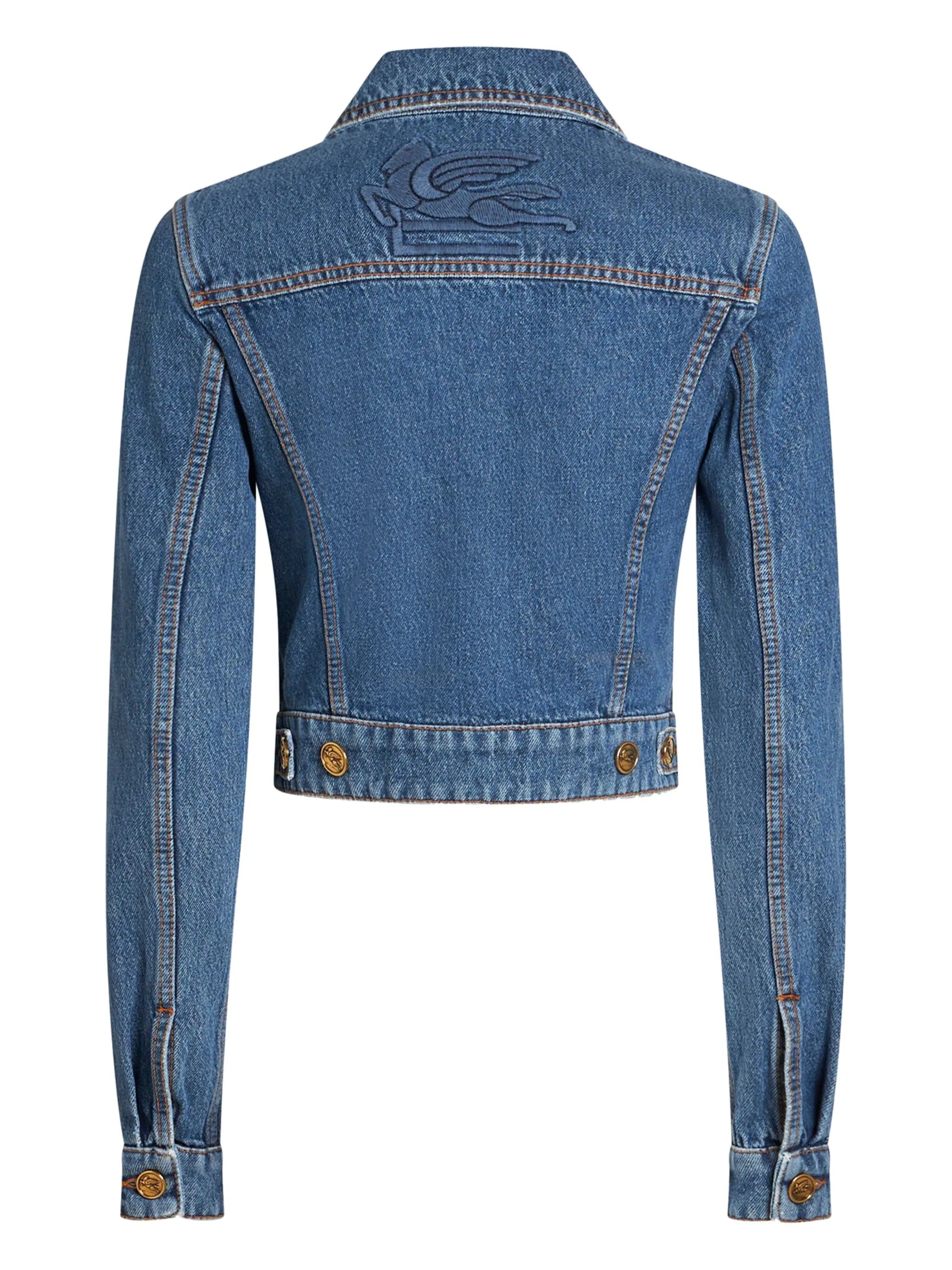 Pegaso-embroidered denim jacket