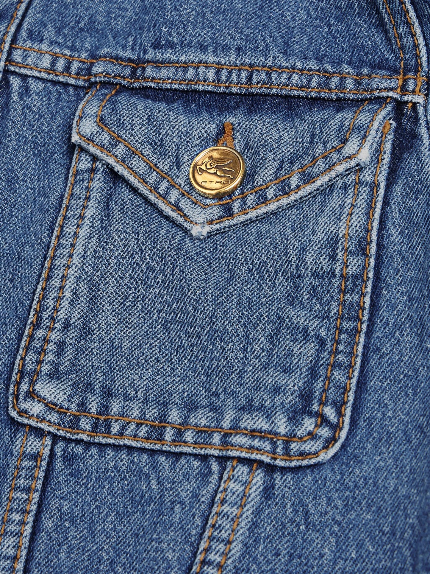 Pegaso-embroidered denim jacket