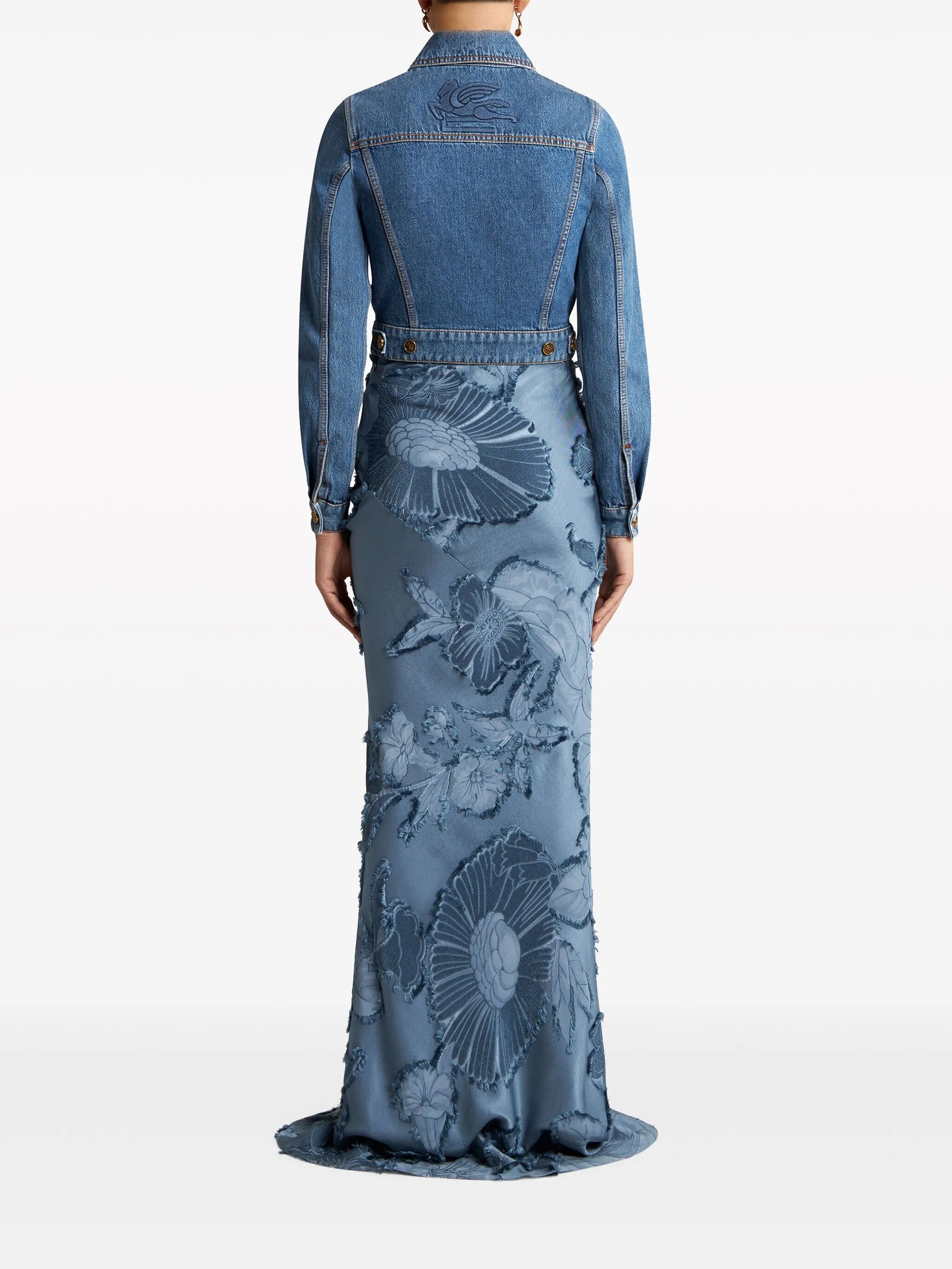Pegaso-embroidered denim jacket
