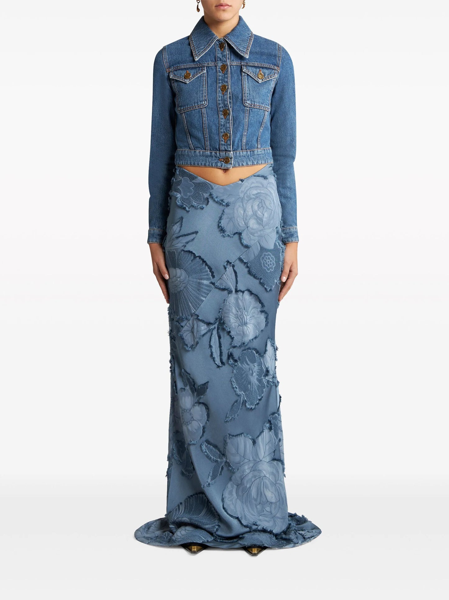 Pegaso-embroidered denim jacket
