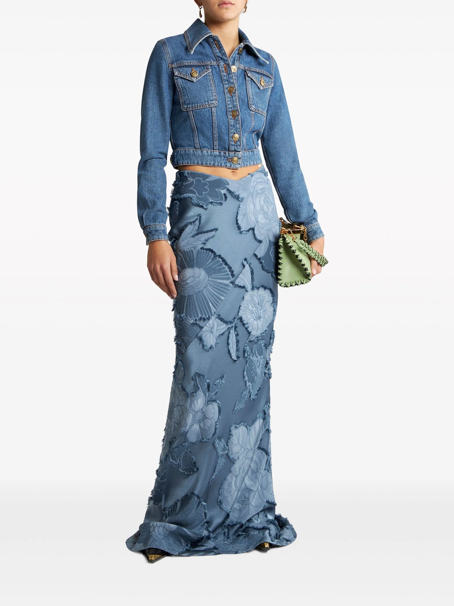 Pegaso-embroidered denim jacket