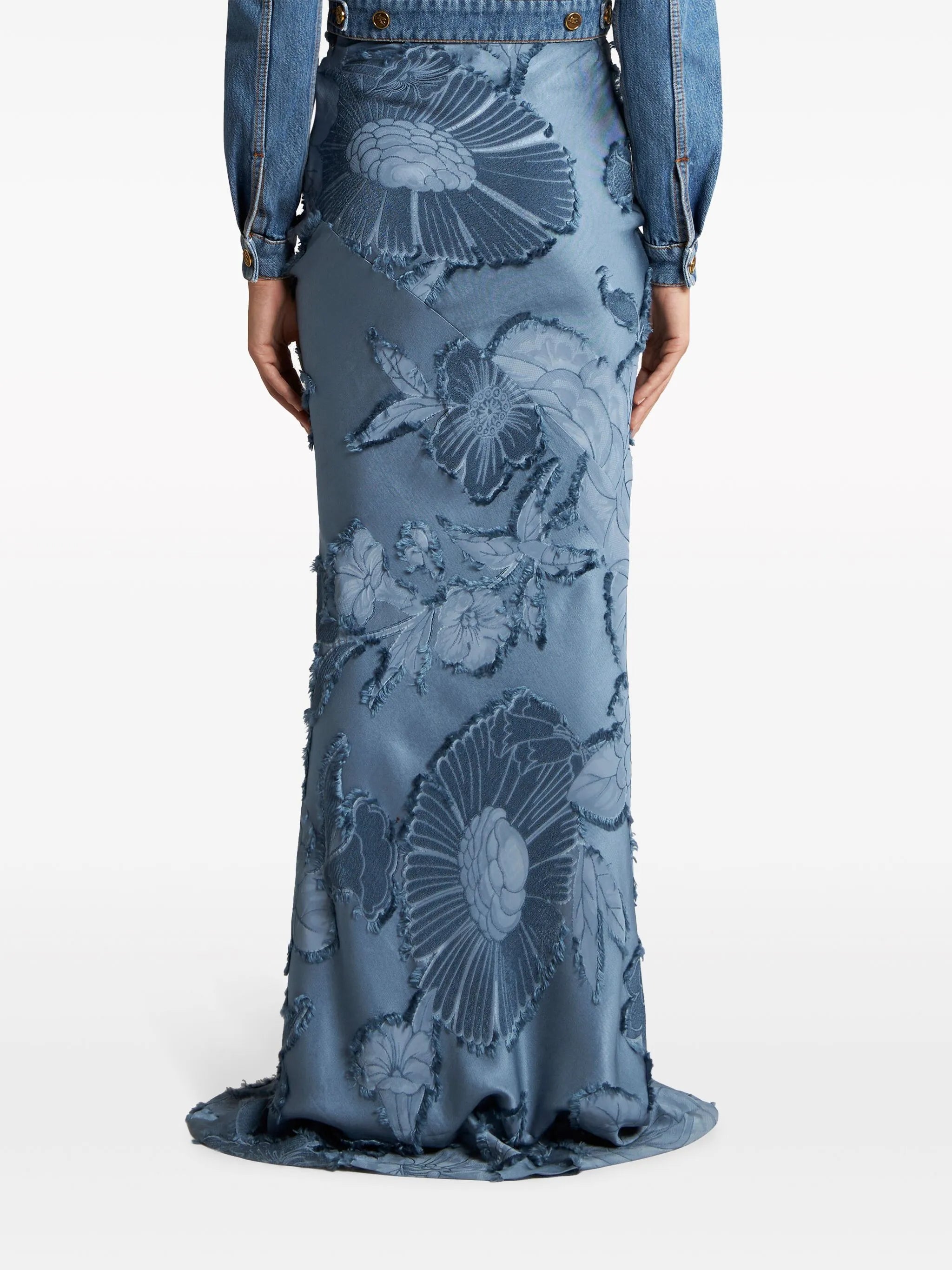 floral-jacquard maxi skirt