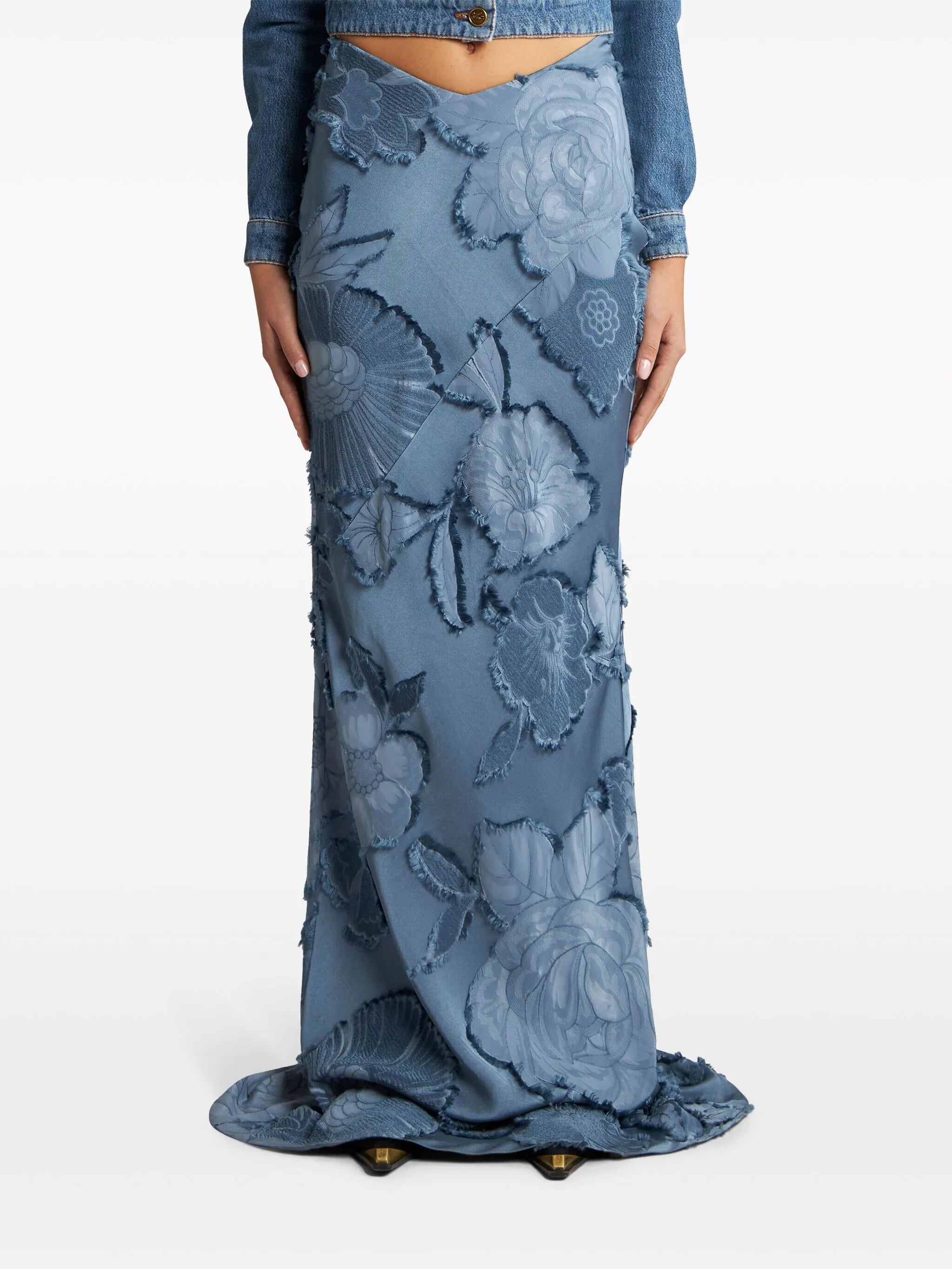 floral-jacquard maxi skirt