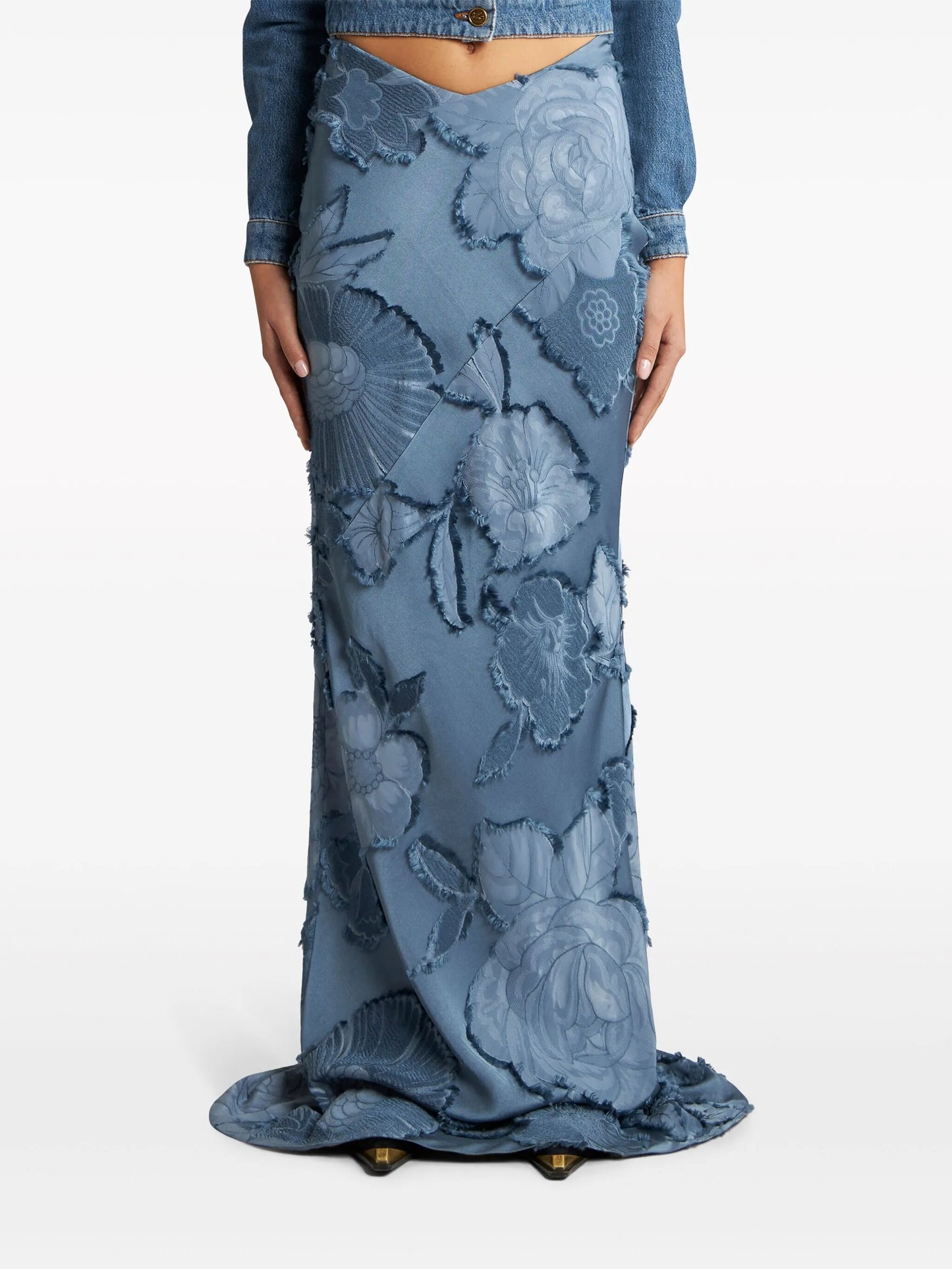 floral-jacquard maxi skirt