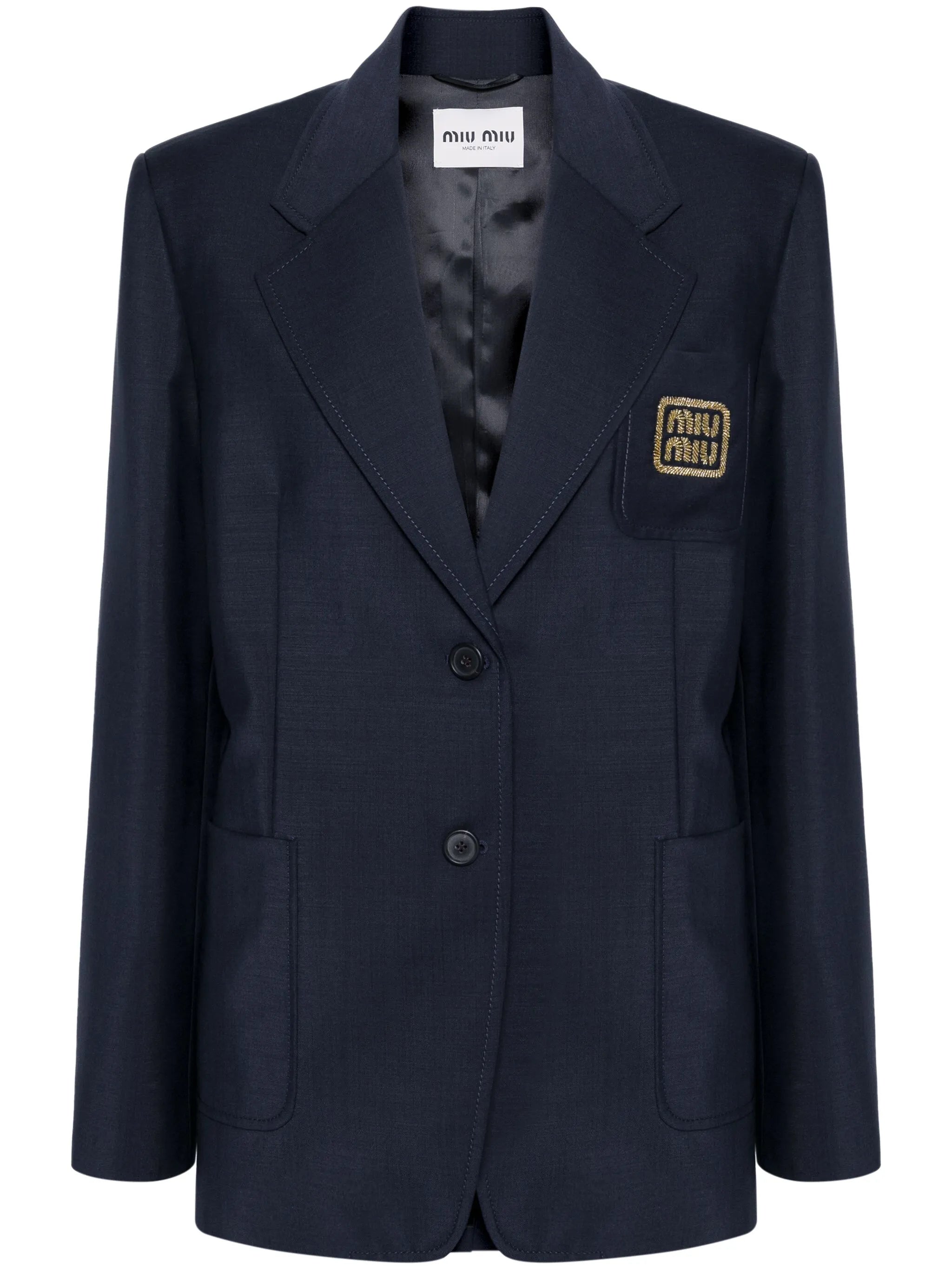 logo-embroidered blazer