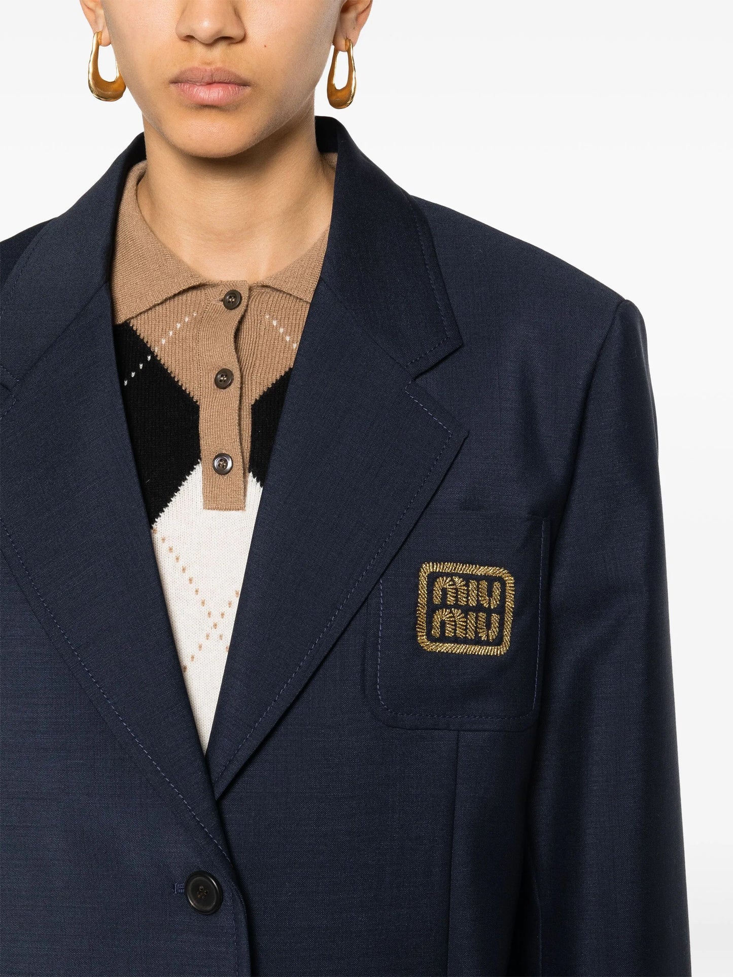 logo-embroidered blazer