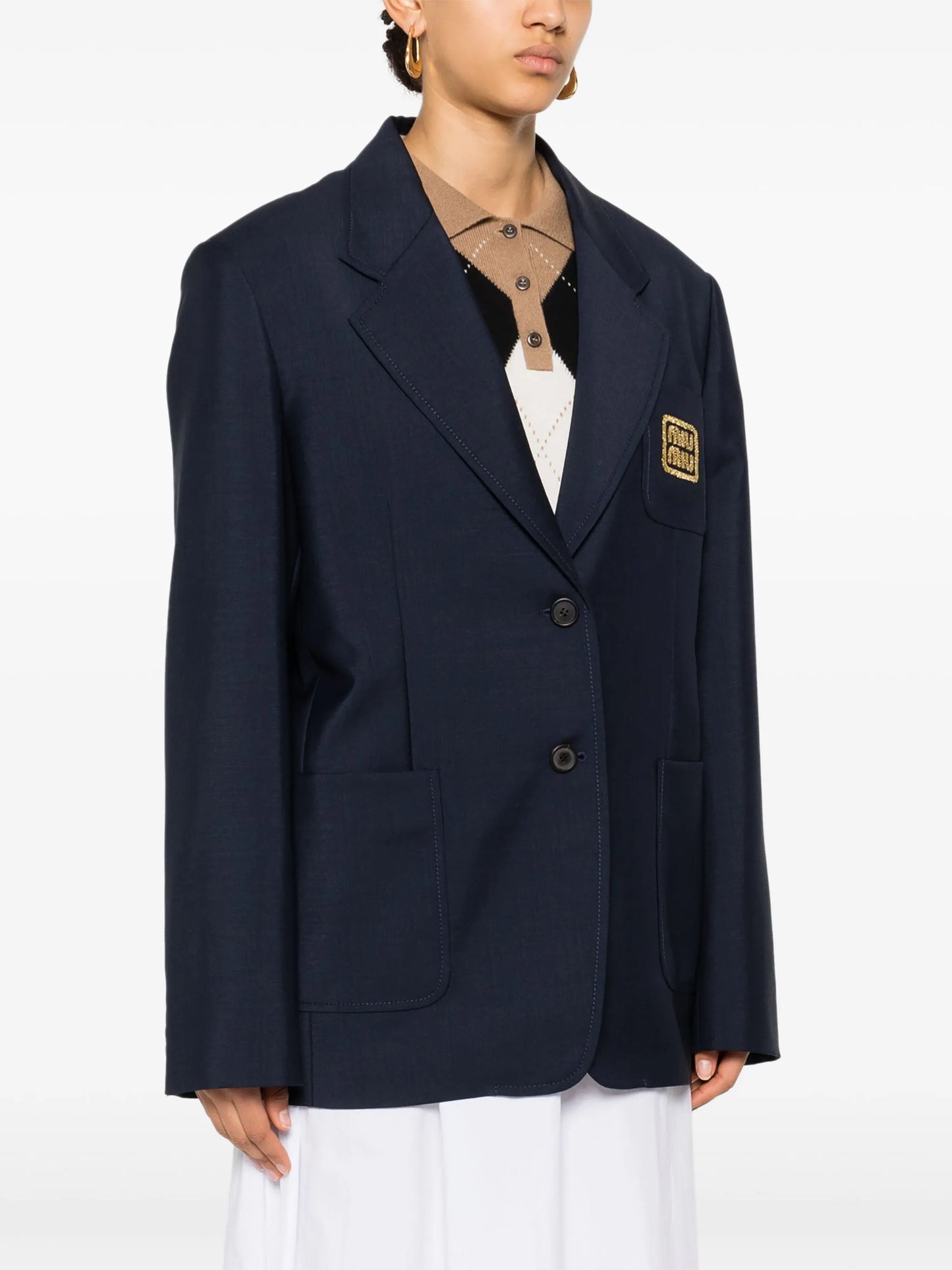 logo-embroidered blazer