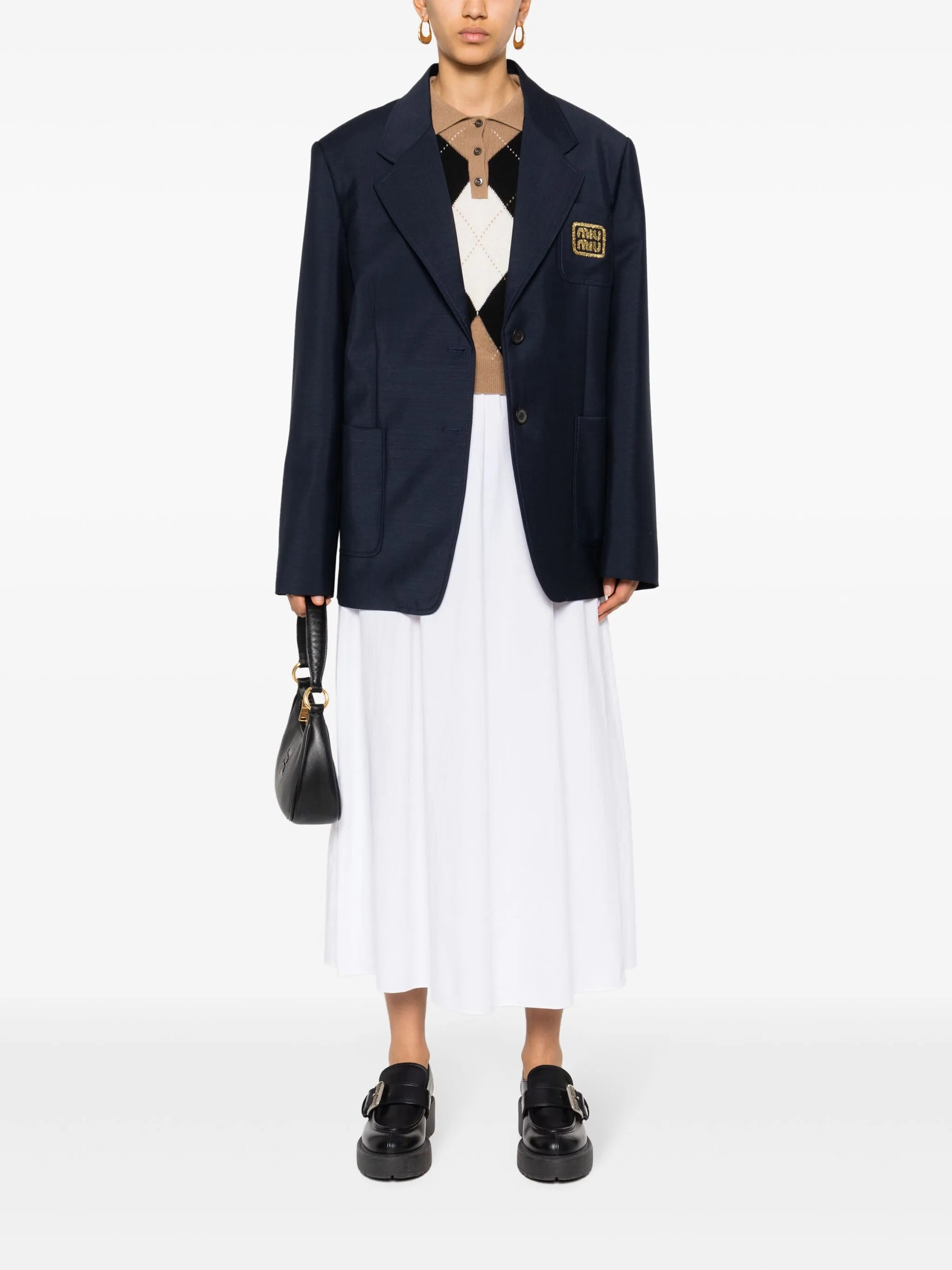 logo-embroidered blazer