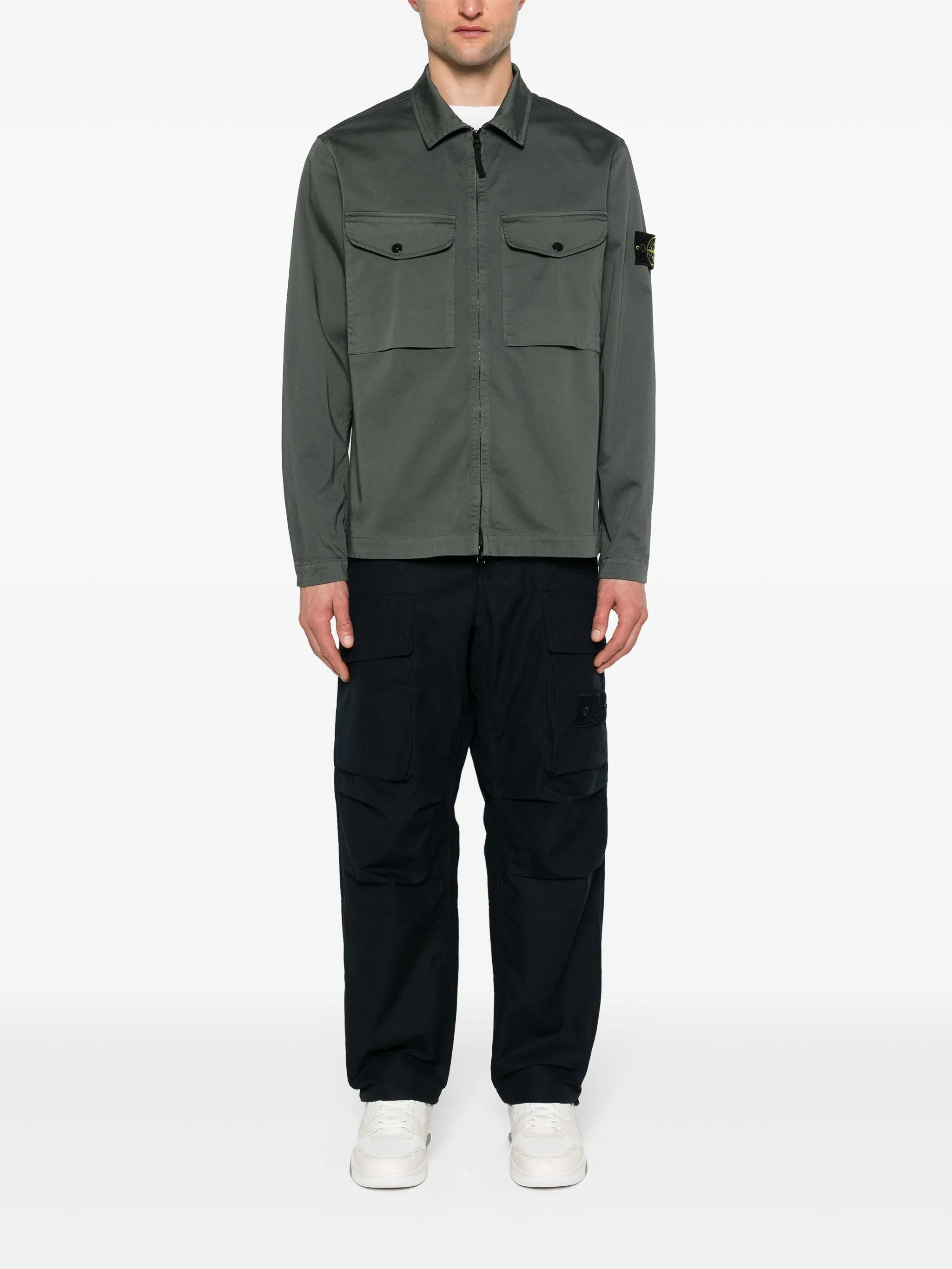 Compass-badge cotton jacket