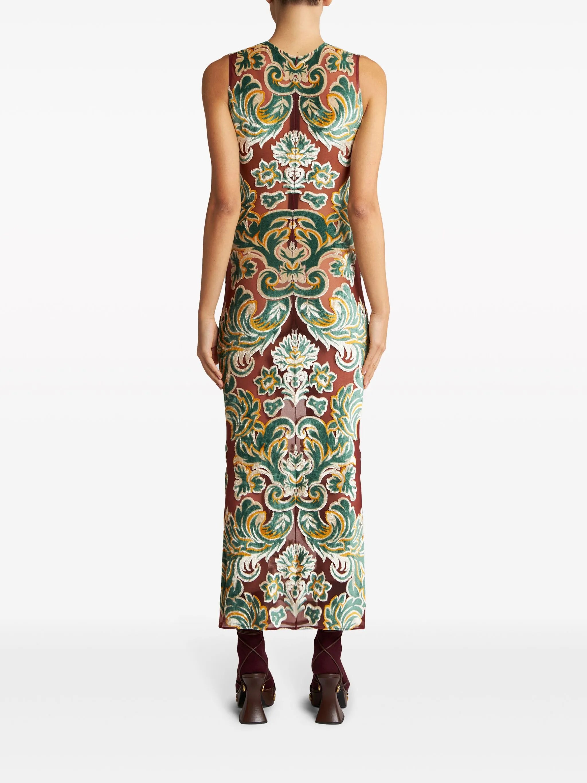 patterned-jacquard midi dress