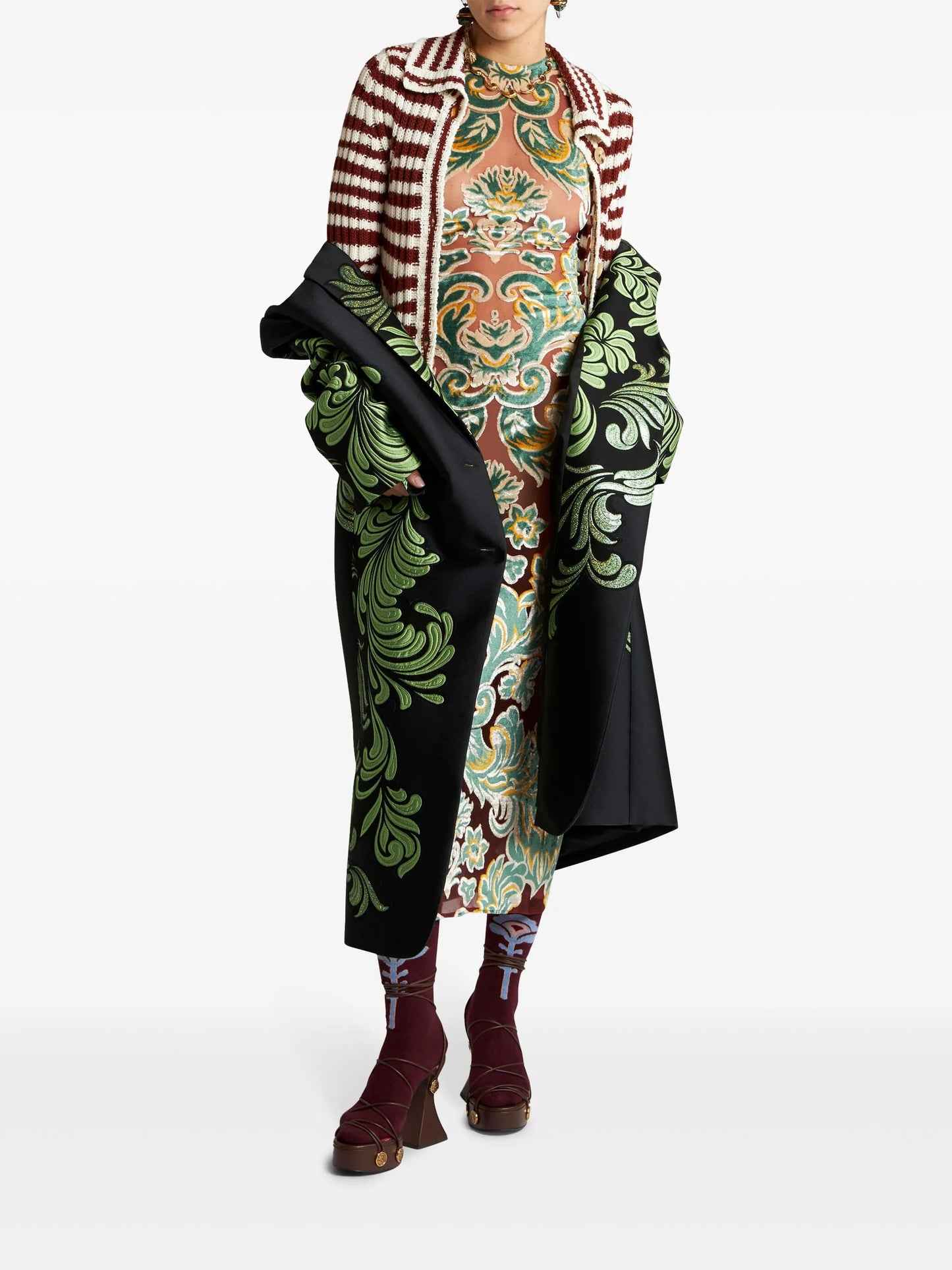patterned-jacquard midi dress